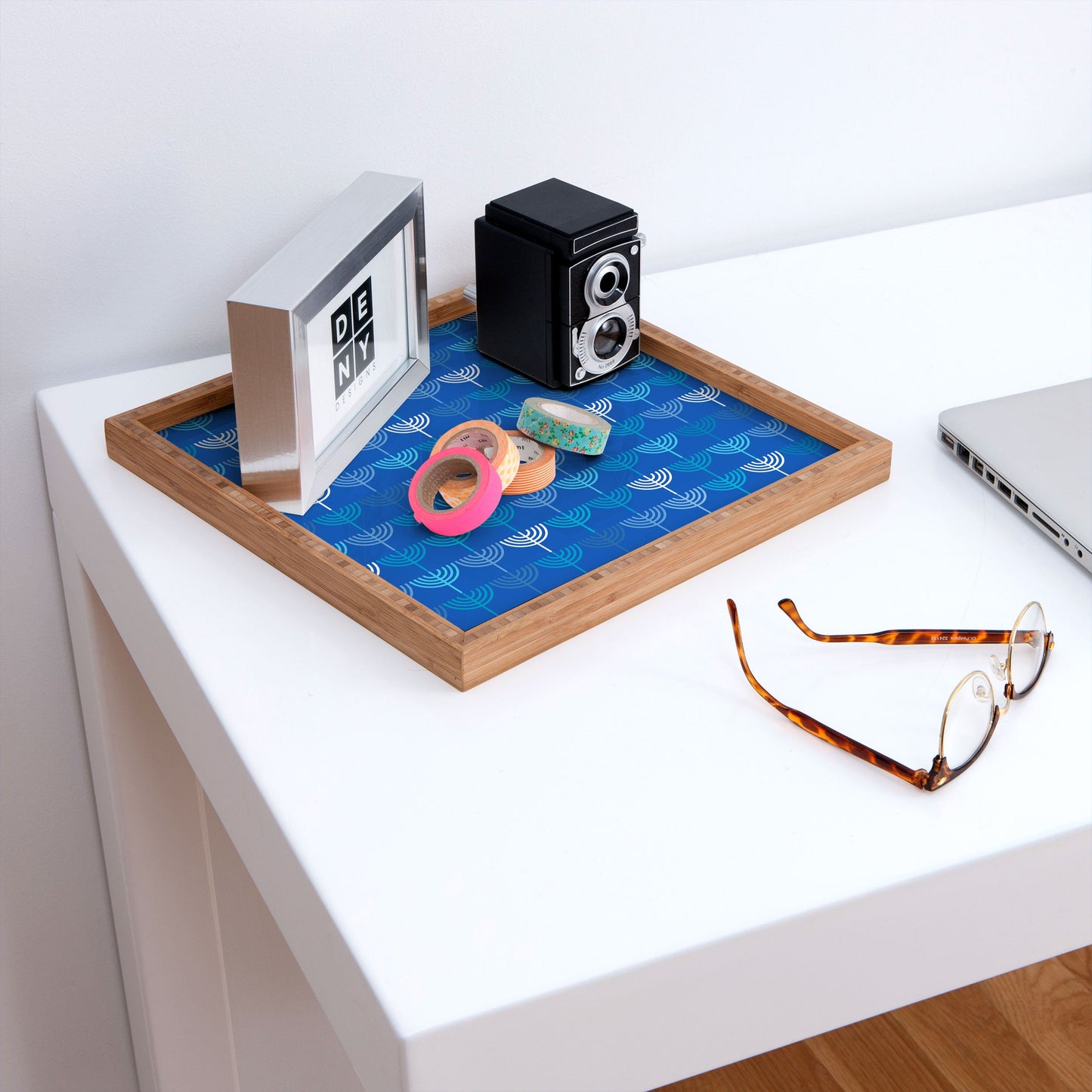 Kierkegaard Design Studio Hanukkah Chanukah Menorah Square Tray