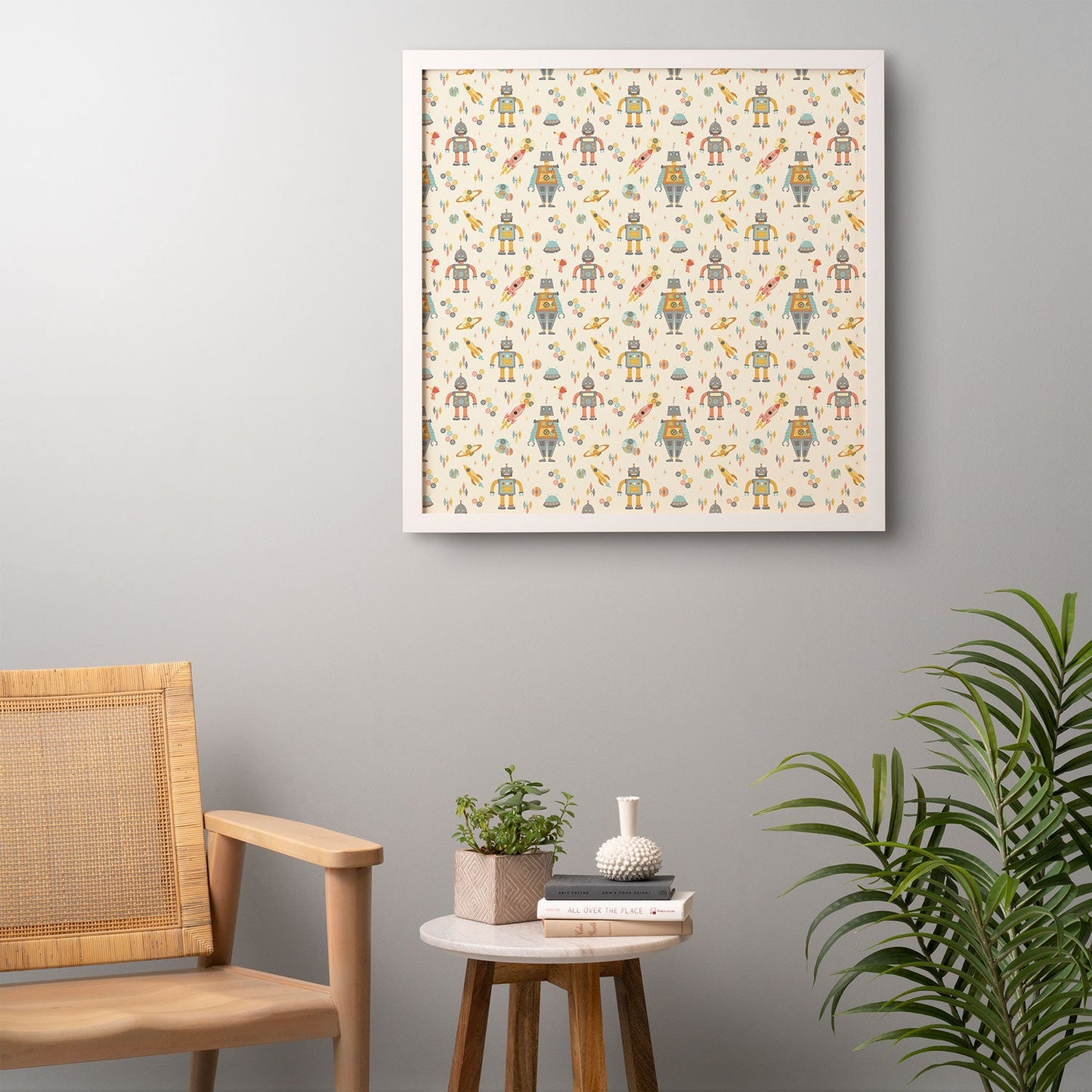 Lathe & Quill Vintage Inspired Robots Framed Wall Art