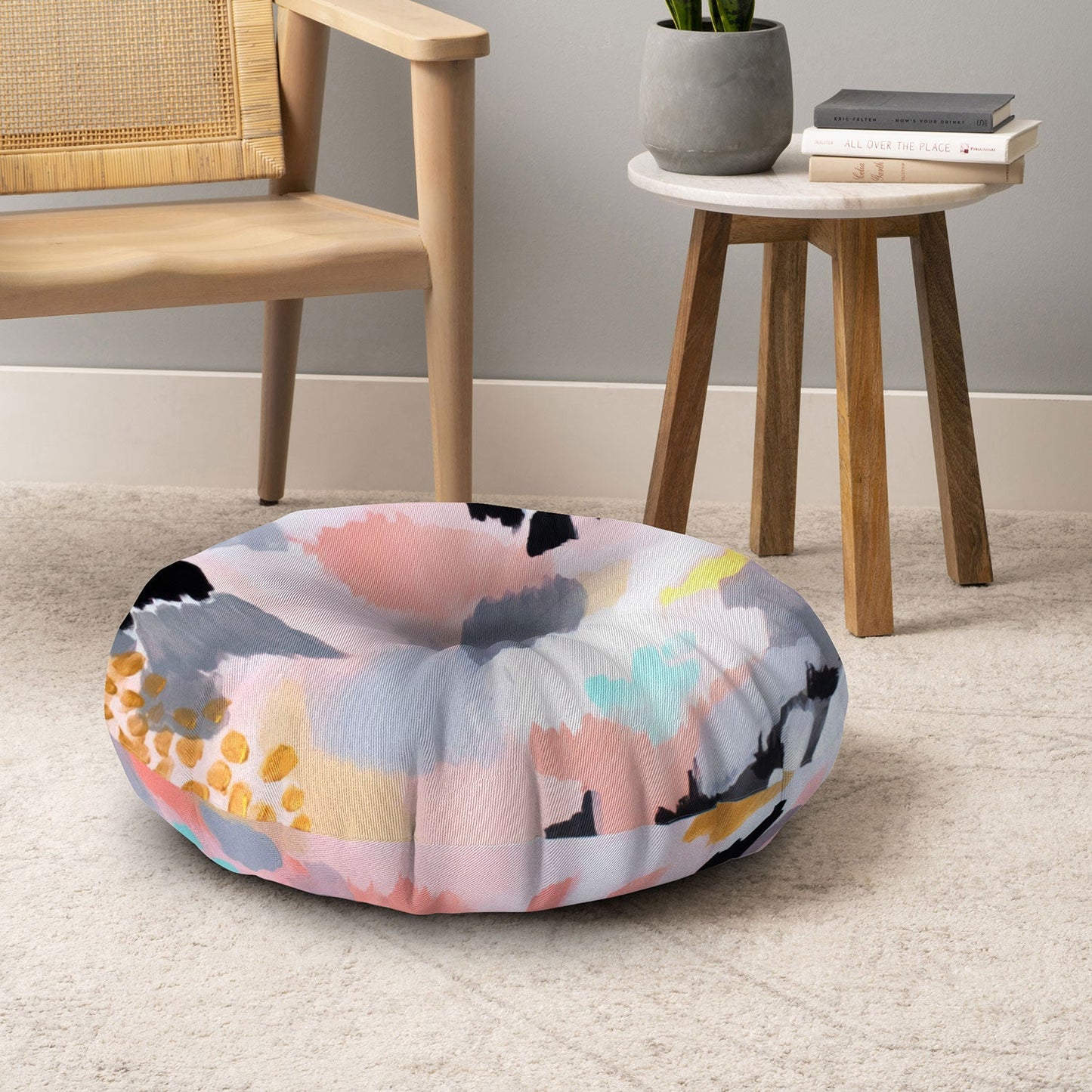 Laura Fedorowicz Serenity Abstract Floor Pillow Round