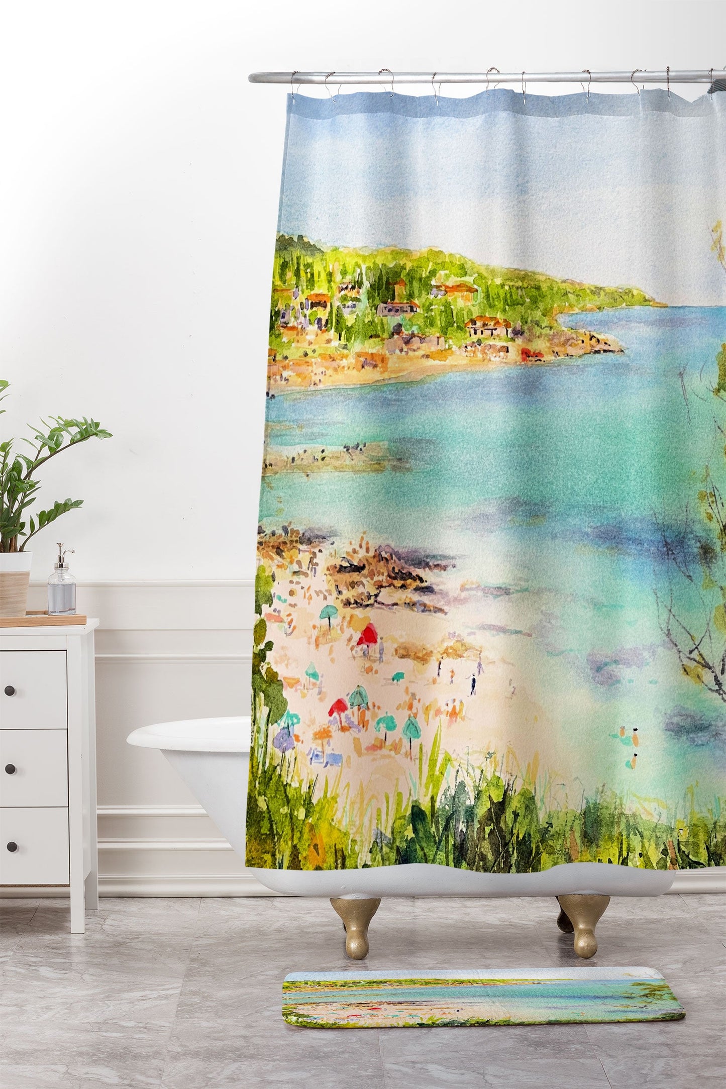 Laura Trevey South of France Shower Curtain And Mat