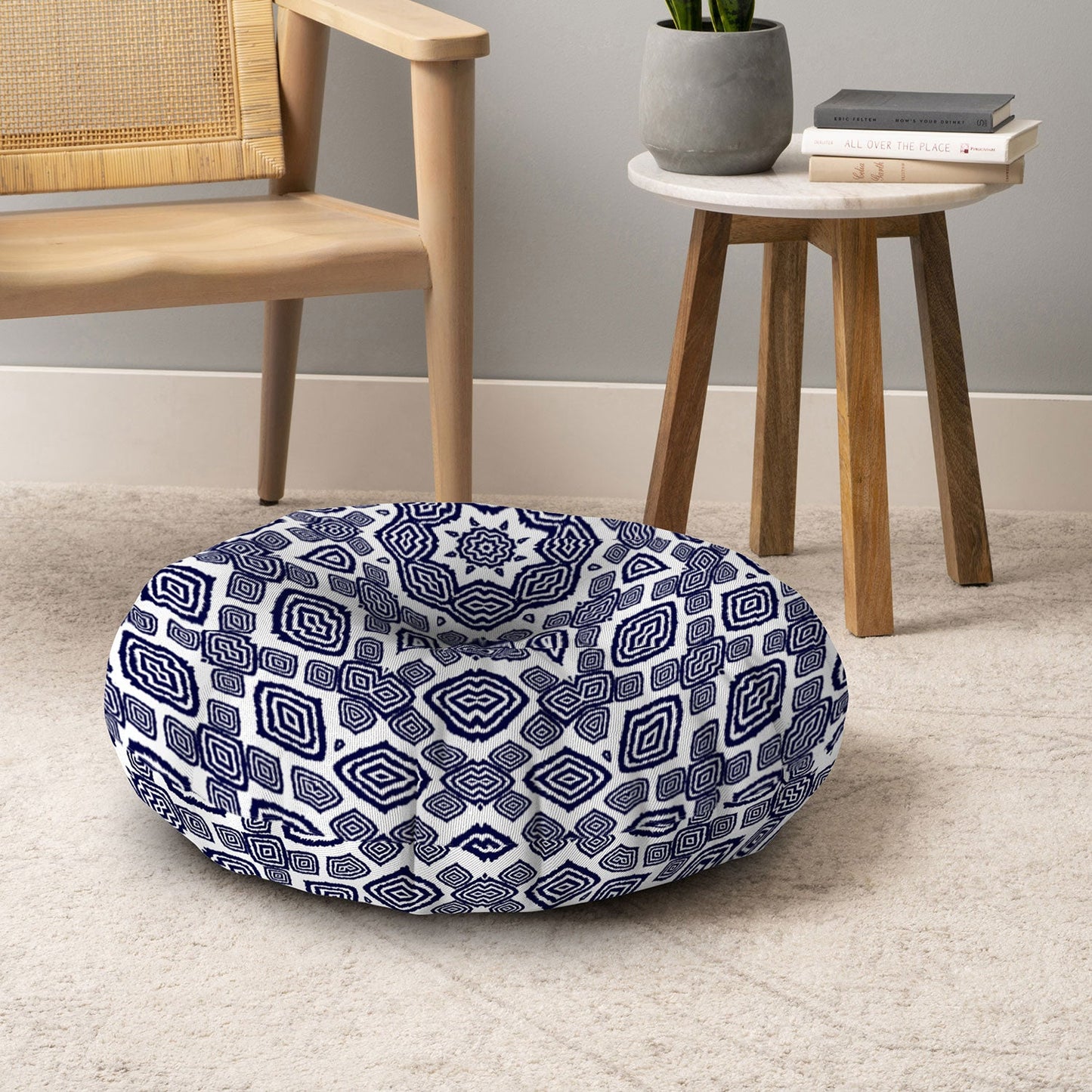Lisa Argyropoulos Athena Indigo Floor Pillow Round