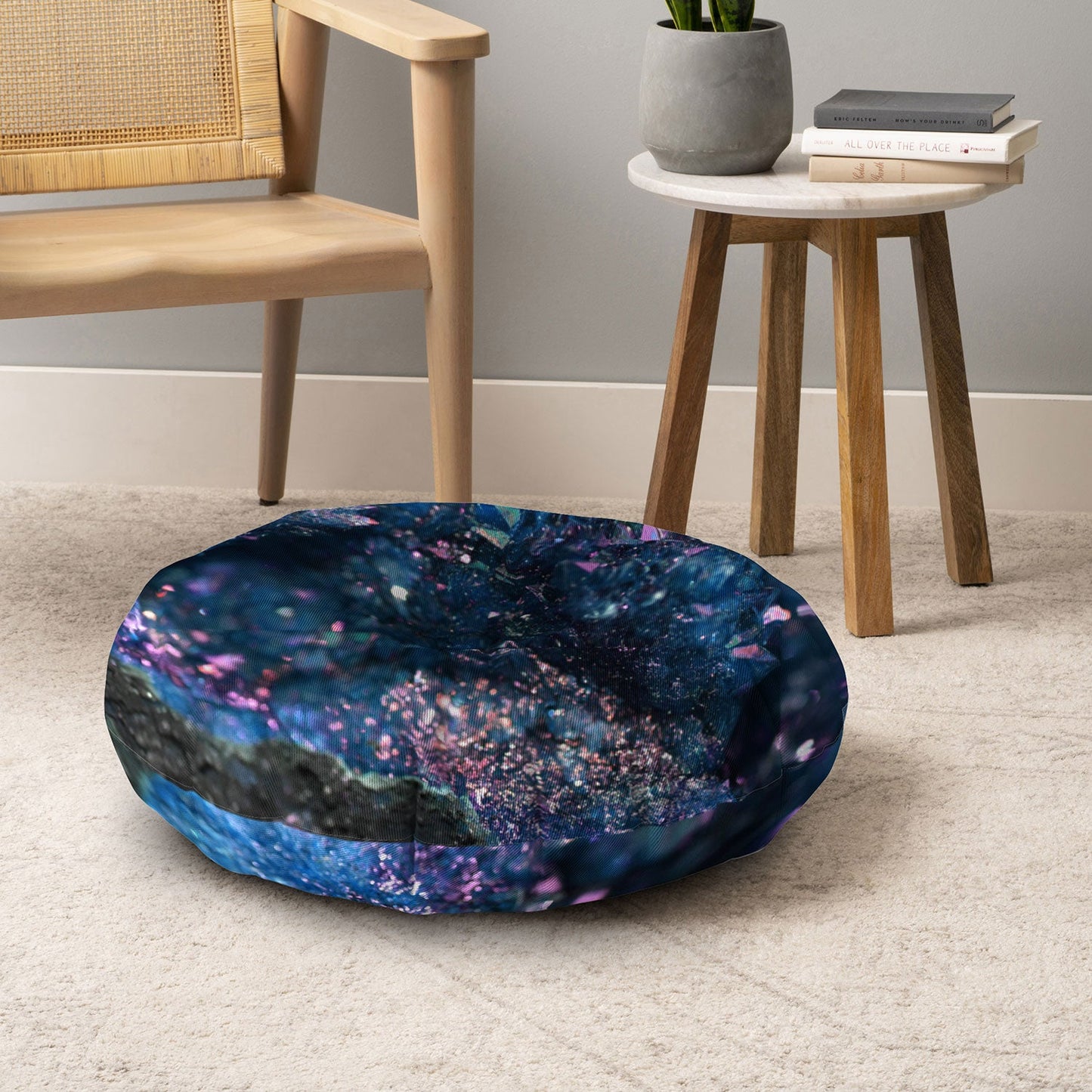 Lisa Argyropoulos Geode Abstract Teal Floor Pillow Round