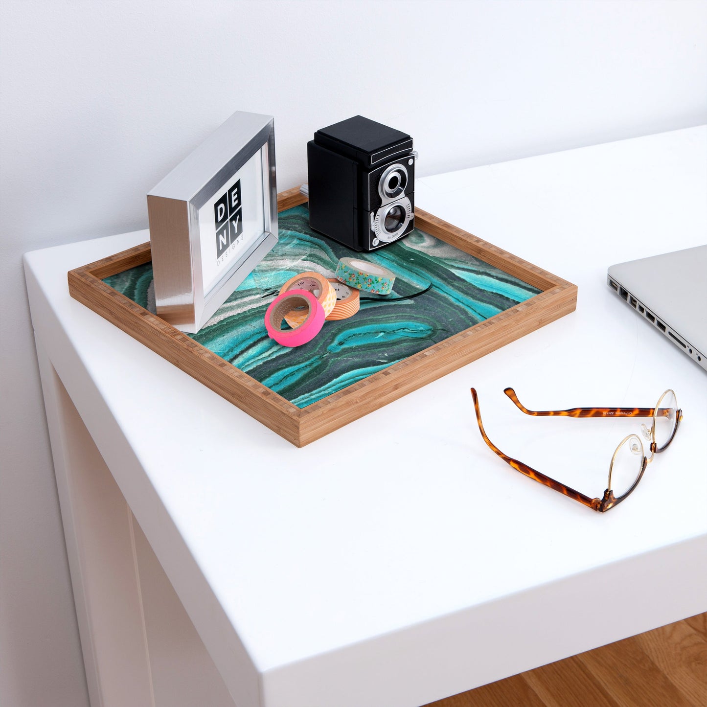 Lisa Argyropoulos Stony Aqua Blue Square Tray