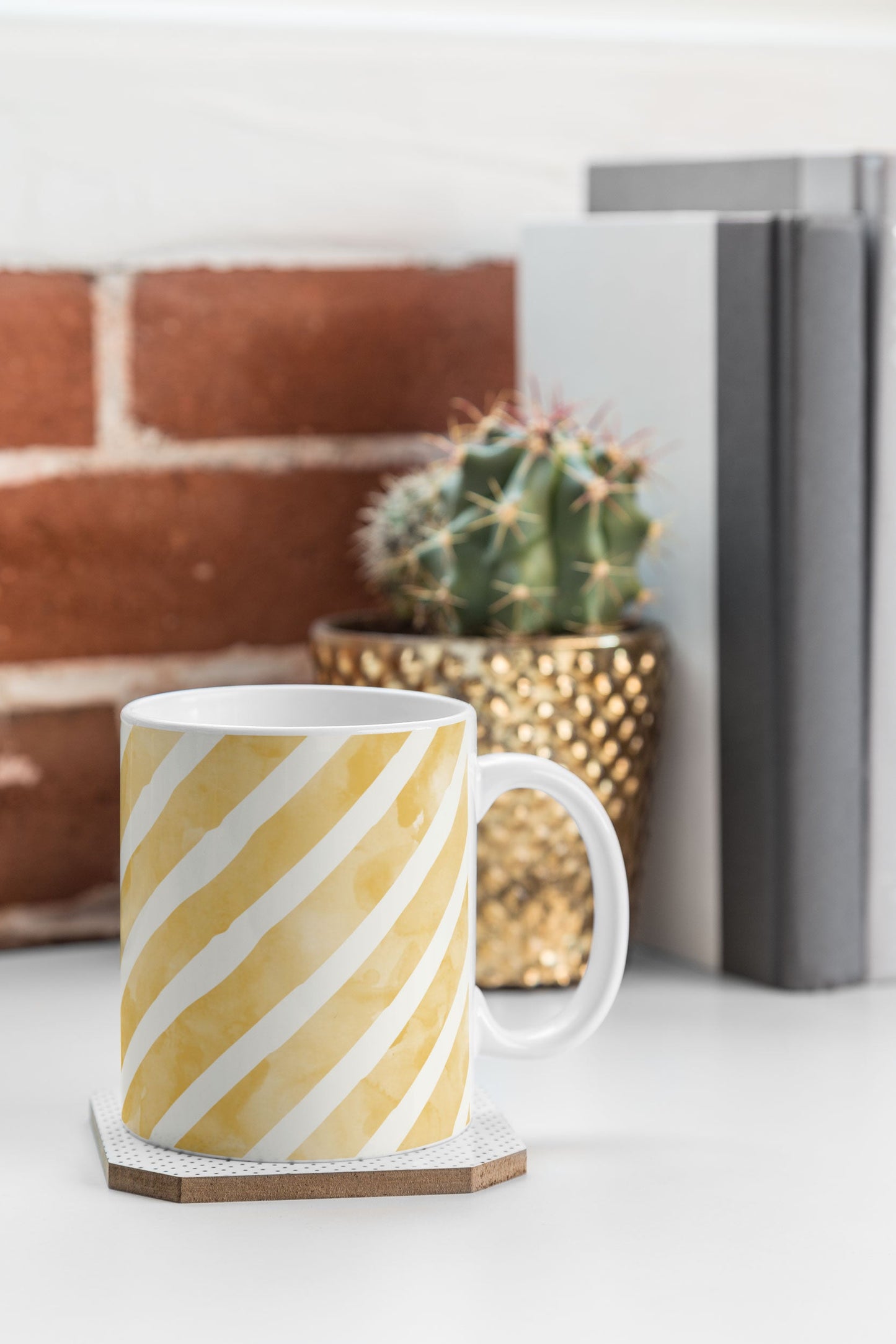 Little Arrow Design Co gold watercolor stripes diagonal Coffee Mug
