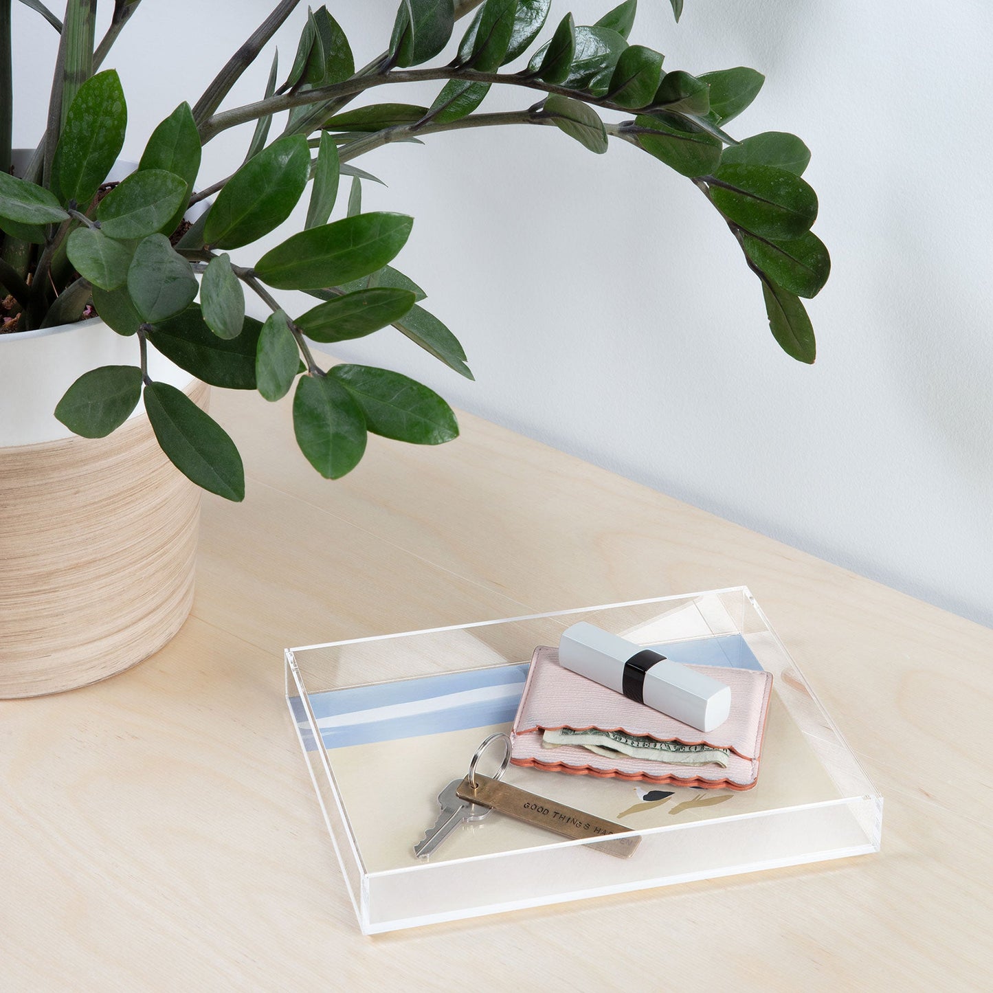 Little Dean Minimal sand beach with seagull Acrylic Tray