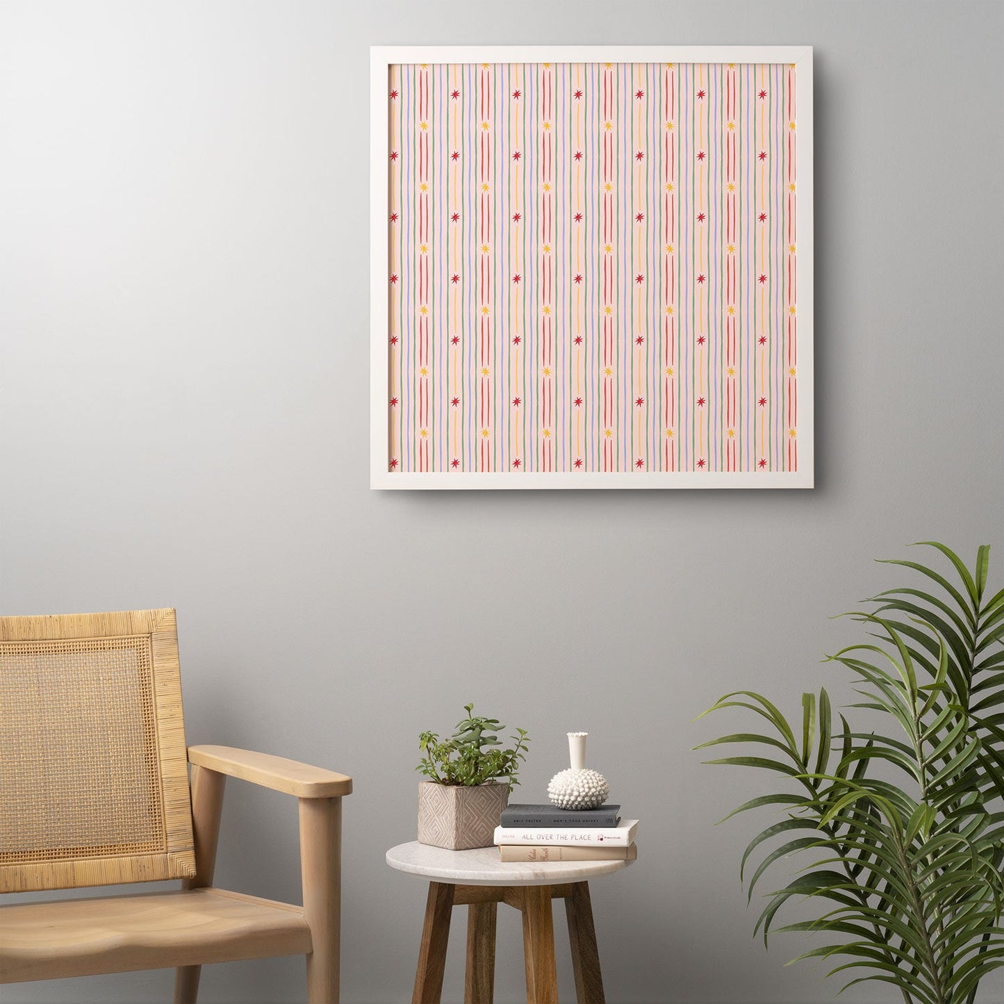 Love_Ryming Festive Starry Stripes Framed Wall Art