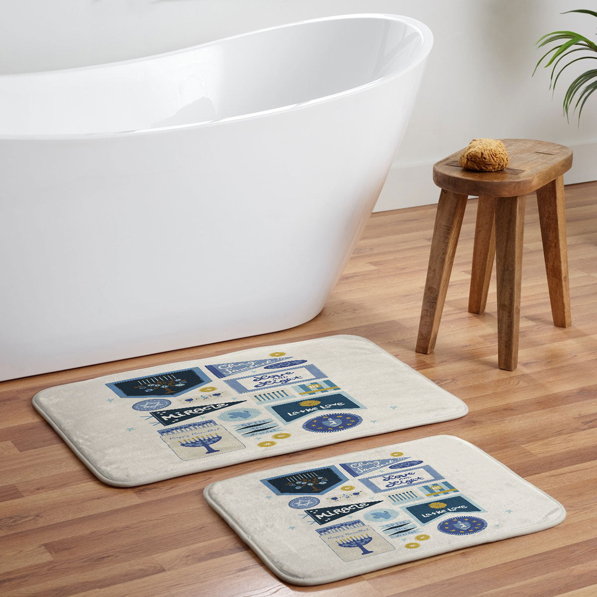 Marni Hanukkah Banners Signs and Pennants Memory Foam Bath Mat