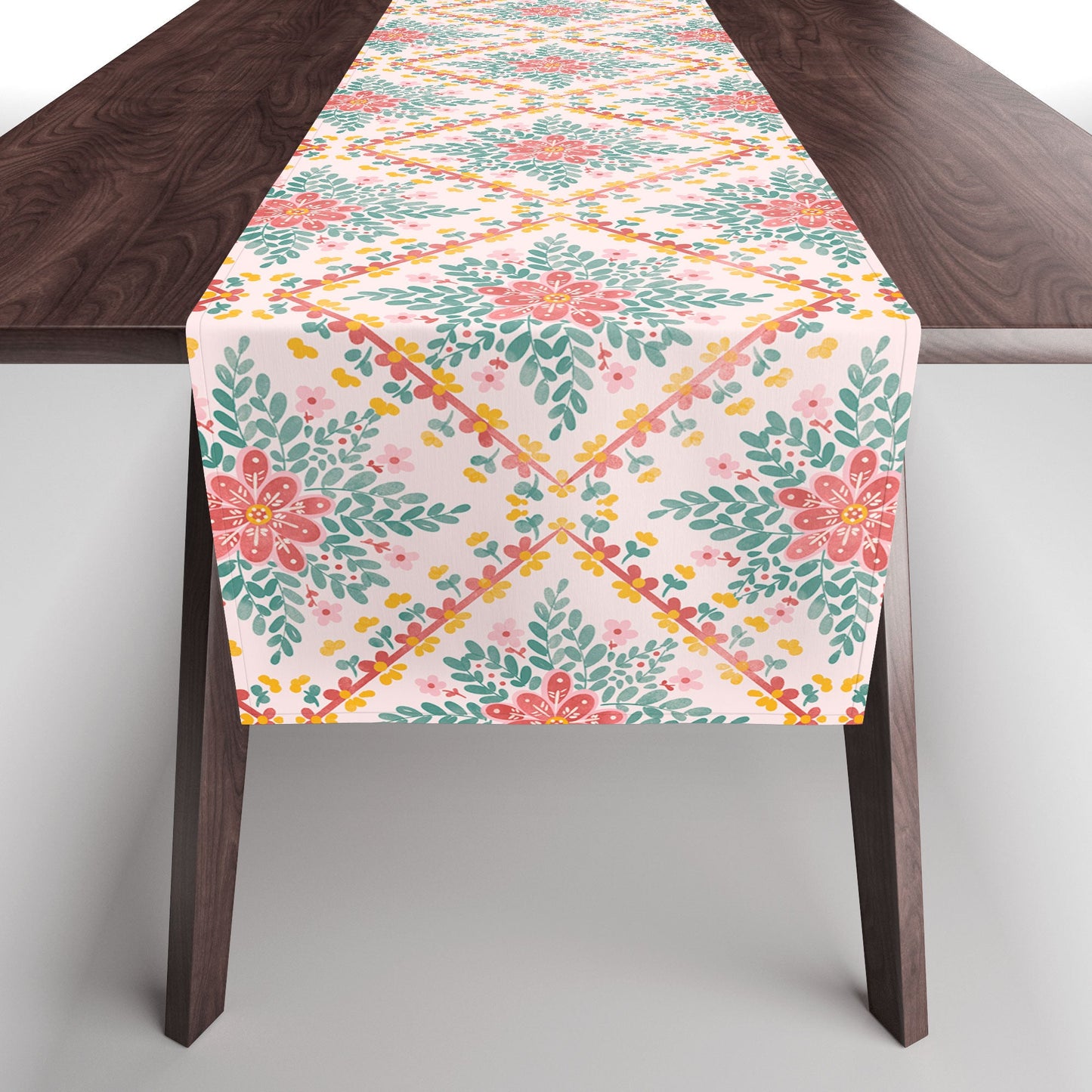 Marta Barragan Camarasa Chic Floral Geometry Table Runner