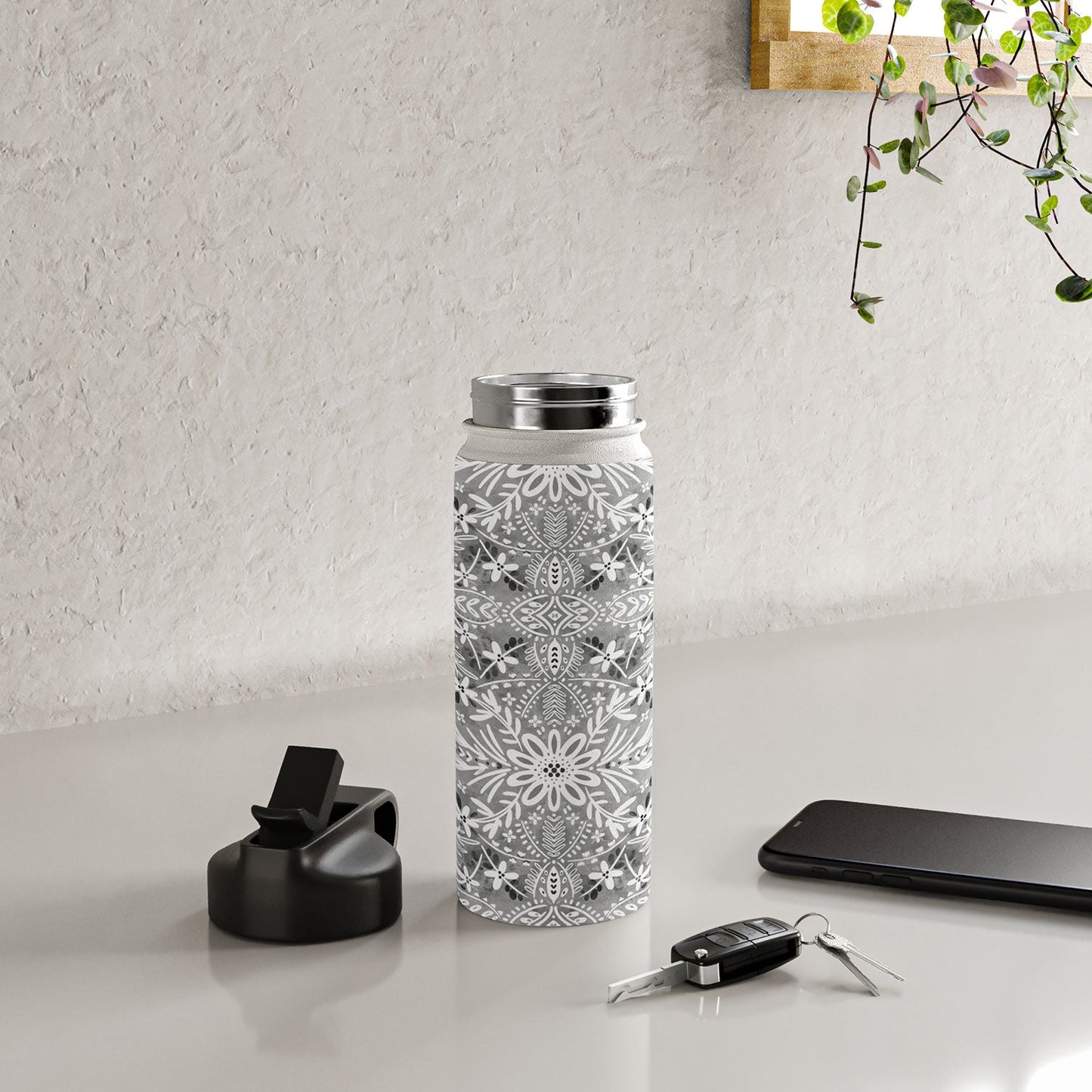 Marta Barragan Camarasa Intricate Floral Symmetry Water Bottle