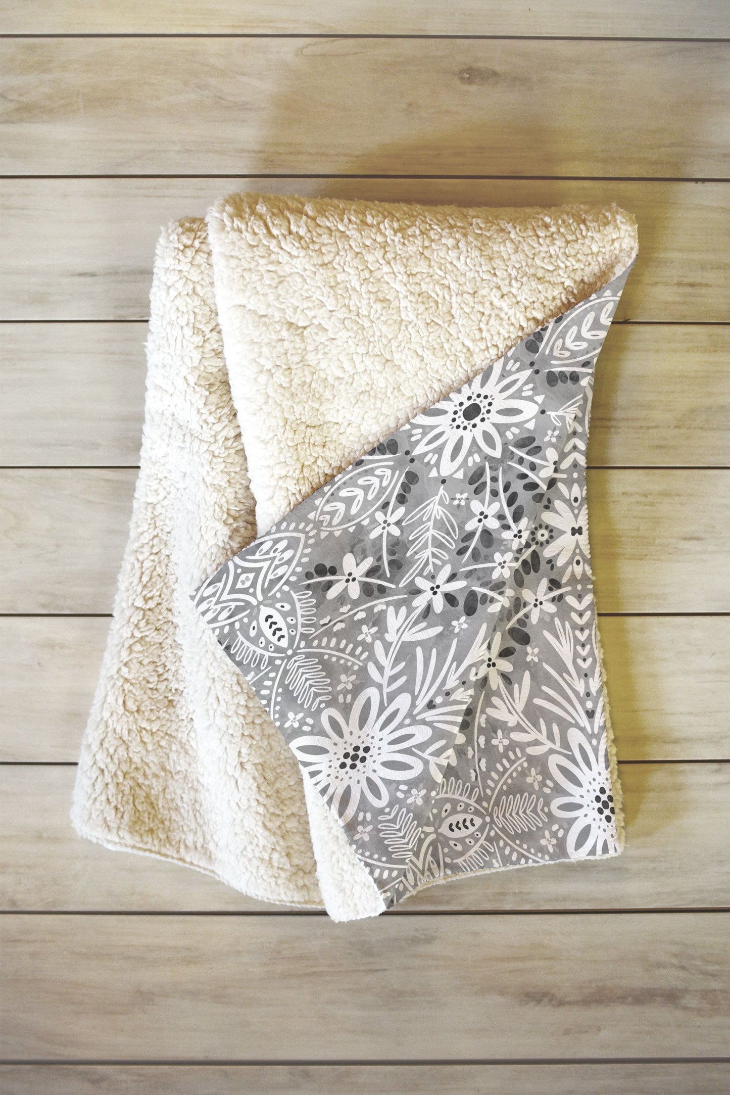 Marta Barragan Camarasa Intricate Floral Symmetry Fleece Throw Blanket