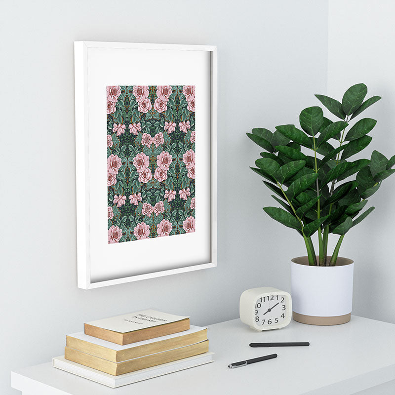 Marta Barragan Camarasa Ornate Vintage Rose Garden Recessed Framing Rectangle