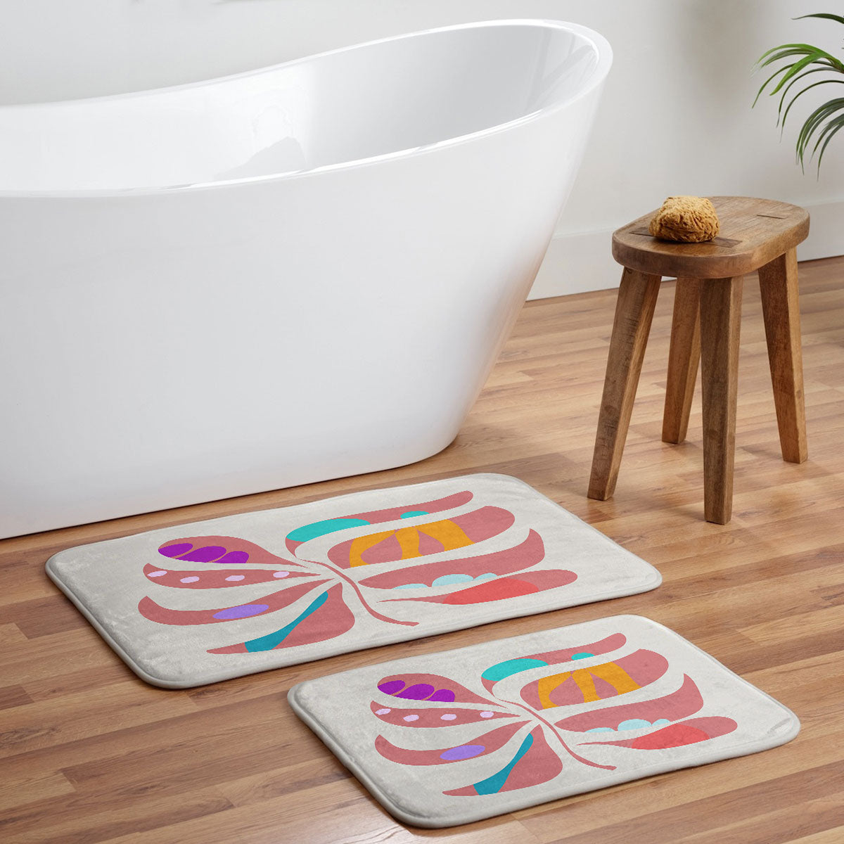Mirimo Boho Leaf Memory Foam Bath Mat