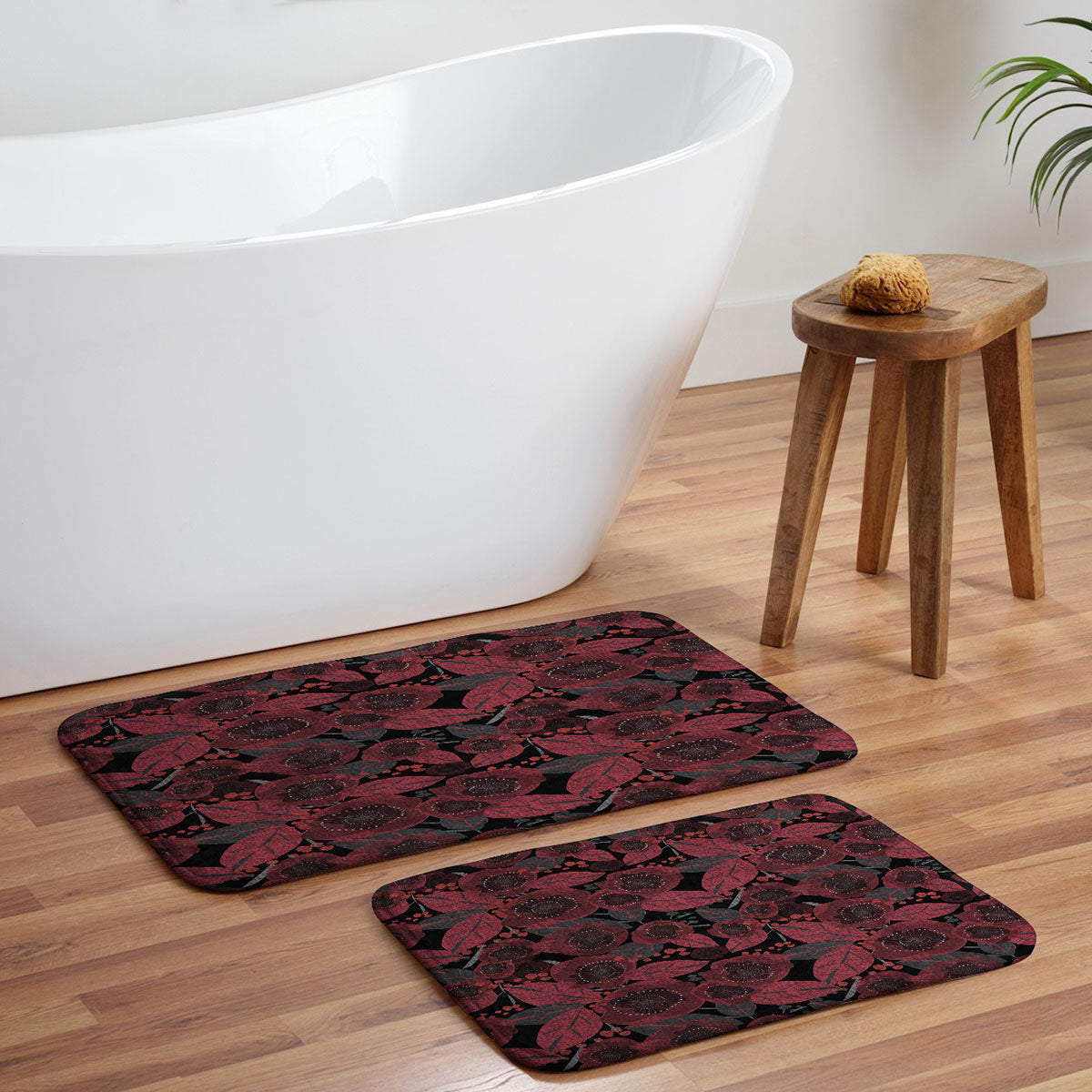 Mirimo Dark Red Romance Memory Foam Bath Mat