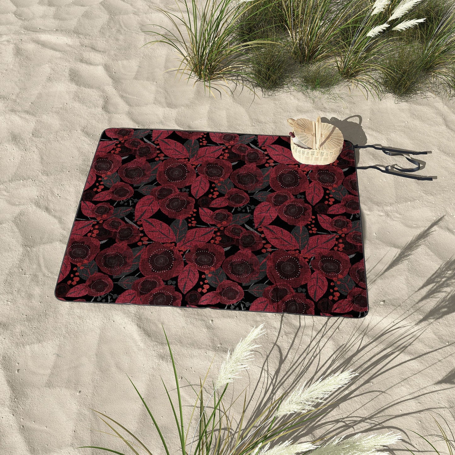 Mirimo Dark Red Romance Picnic Blanket