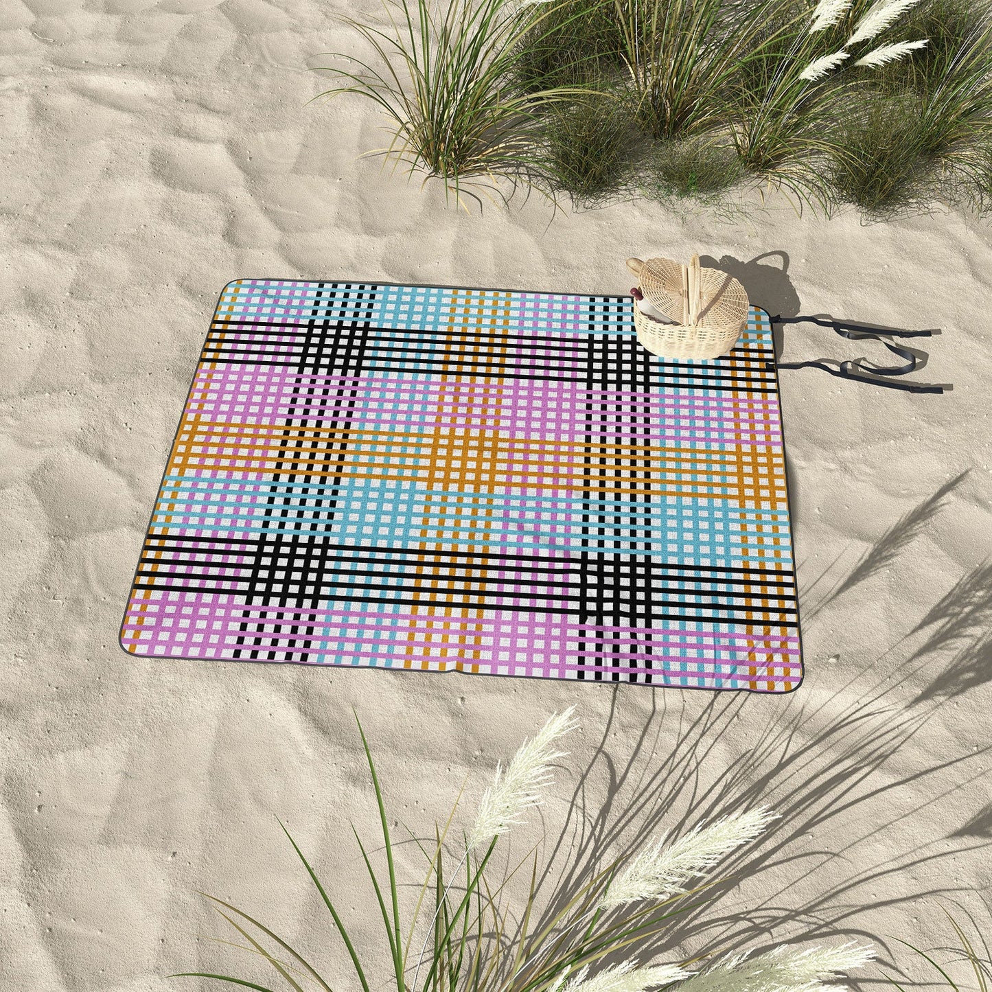 Mirimo Multicolor Gingham Grid Picnic Blanket