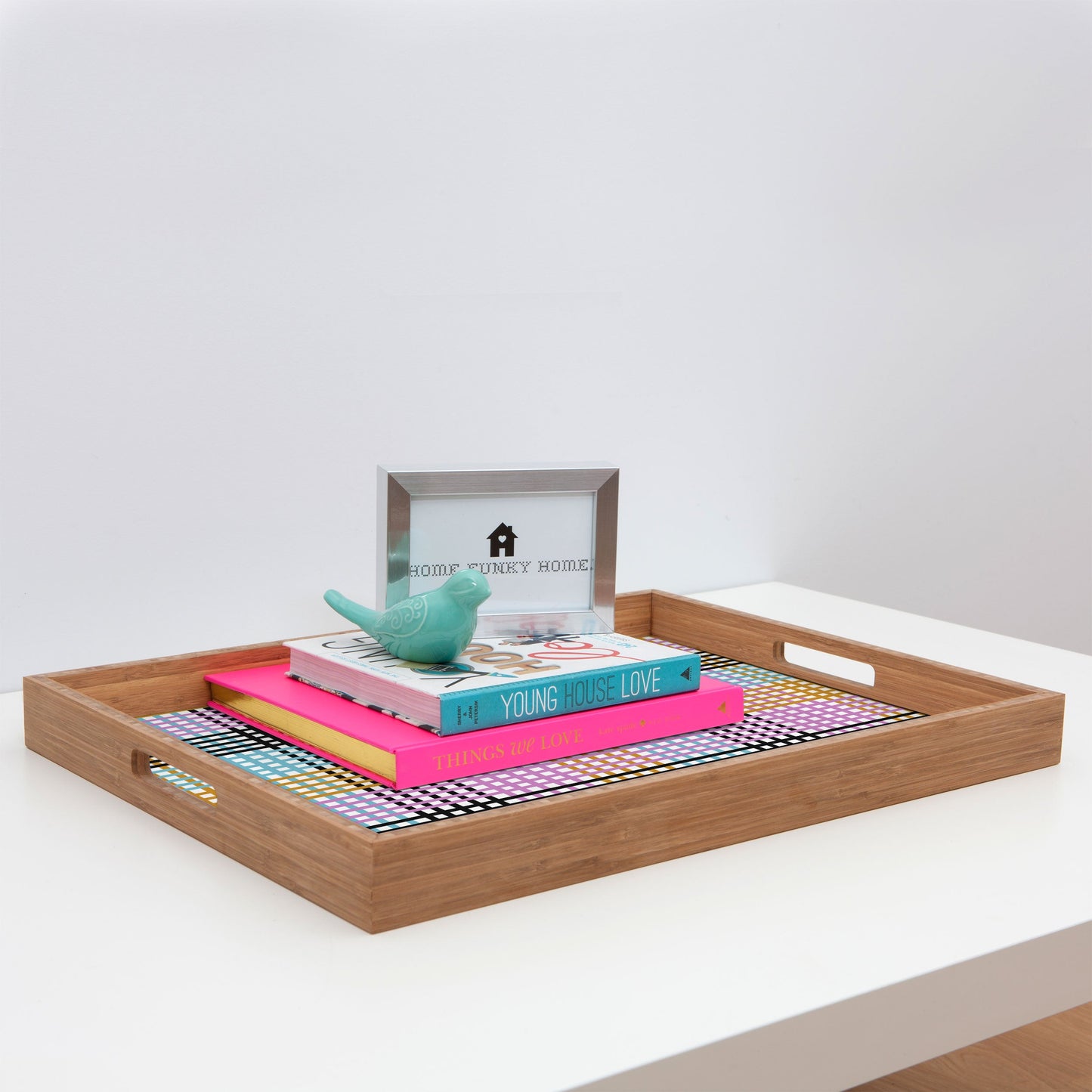 Mirimo Multicolor Gingham Grid Rectangular Tray