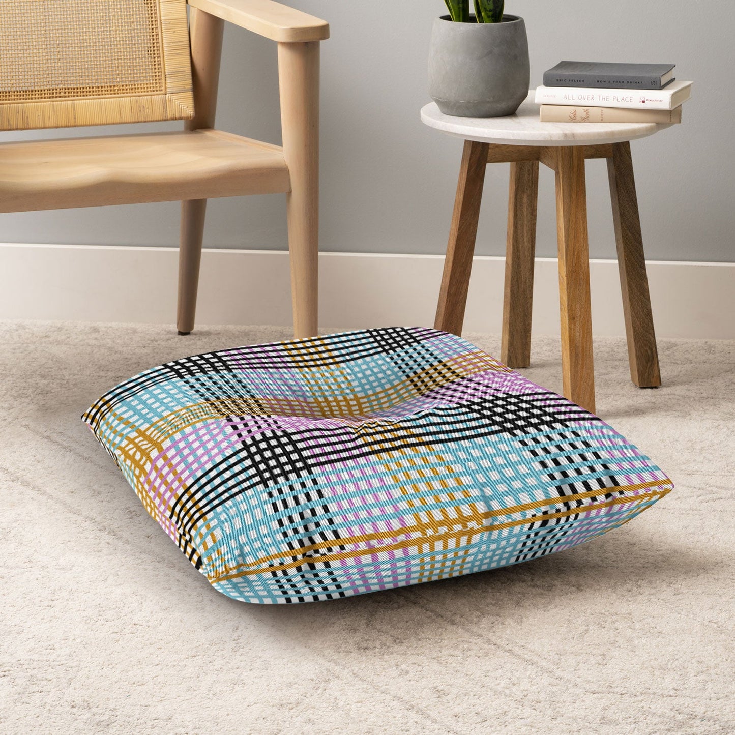 Mirimo Multicolor Gingham Grid Floor Pillow Square