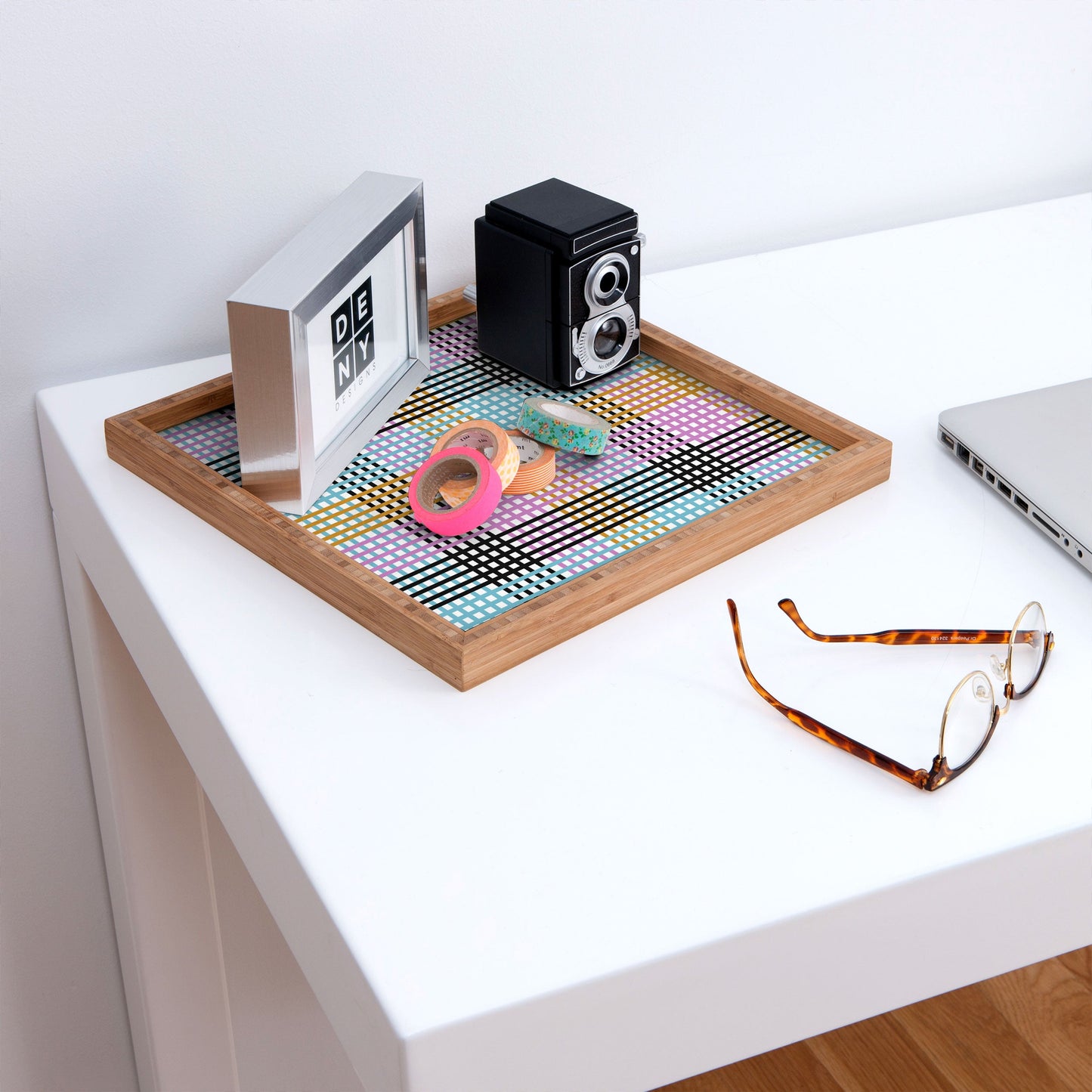 Mirimo Multicolor Gingham Grid Square Tray