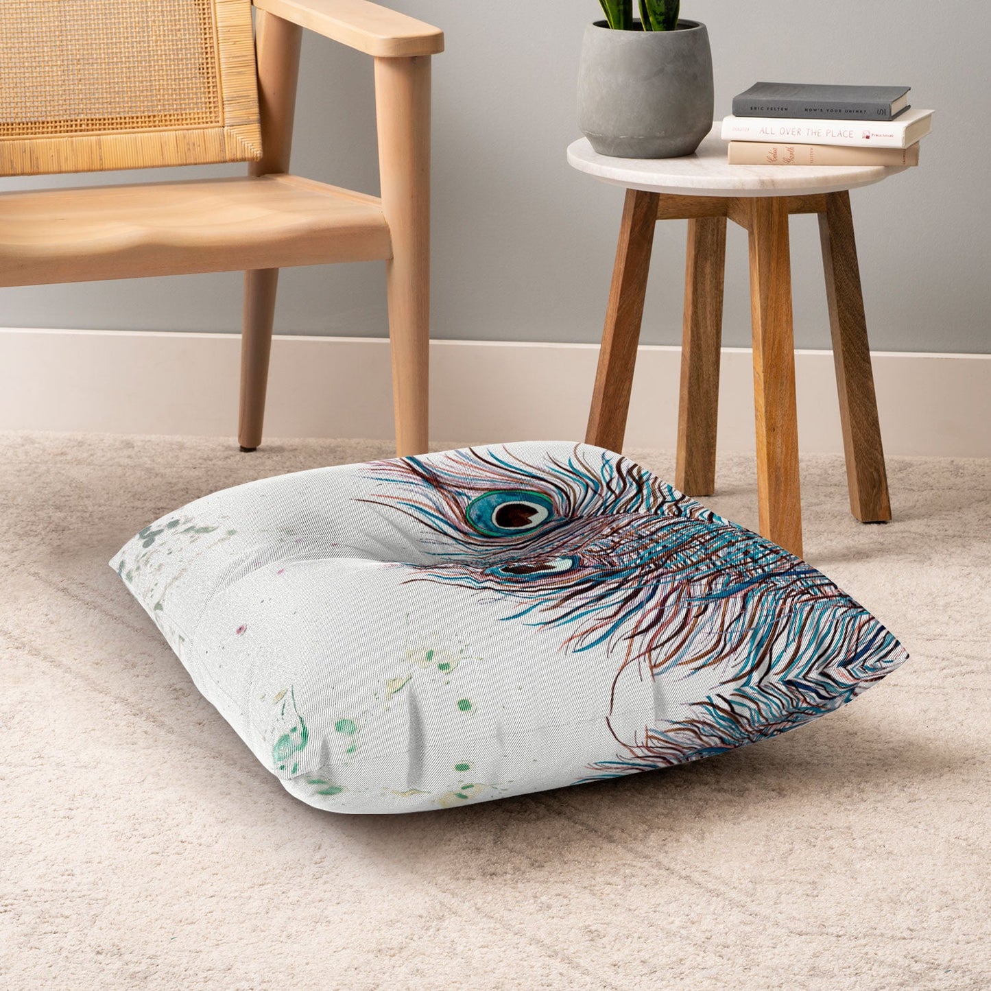Monika Strigel Boho Peacock Feathers Floor Pillow Square