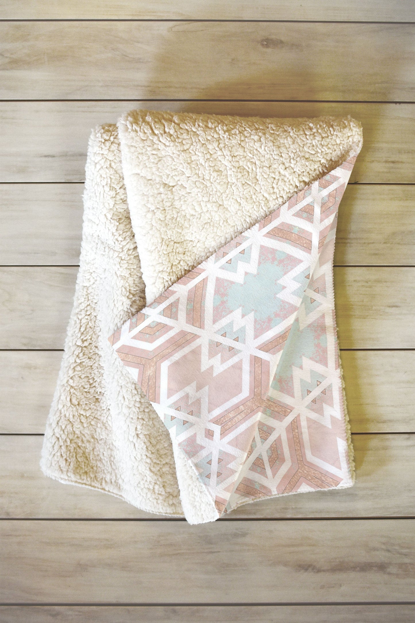 Monika Strigel FESTIVE GEO SNOWFLAKE ROSEGOLD PASTEL Fleece Throw Blanket