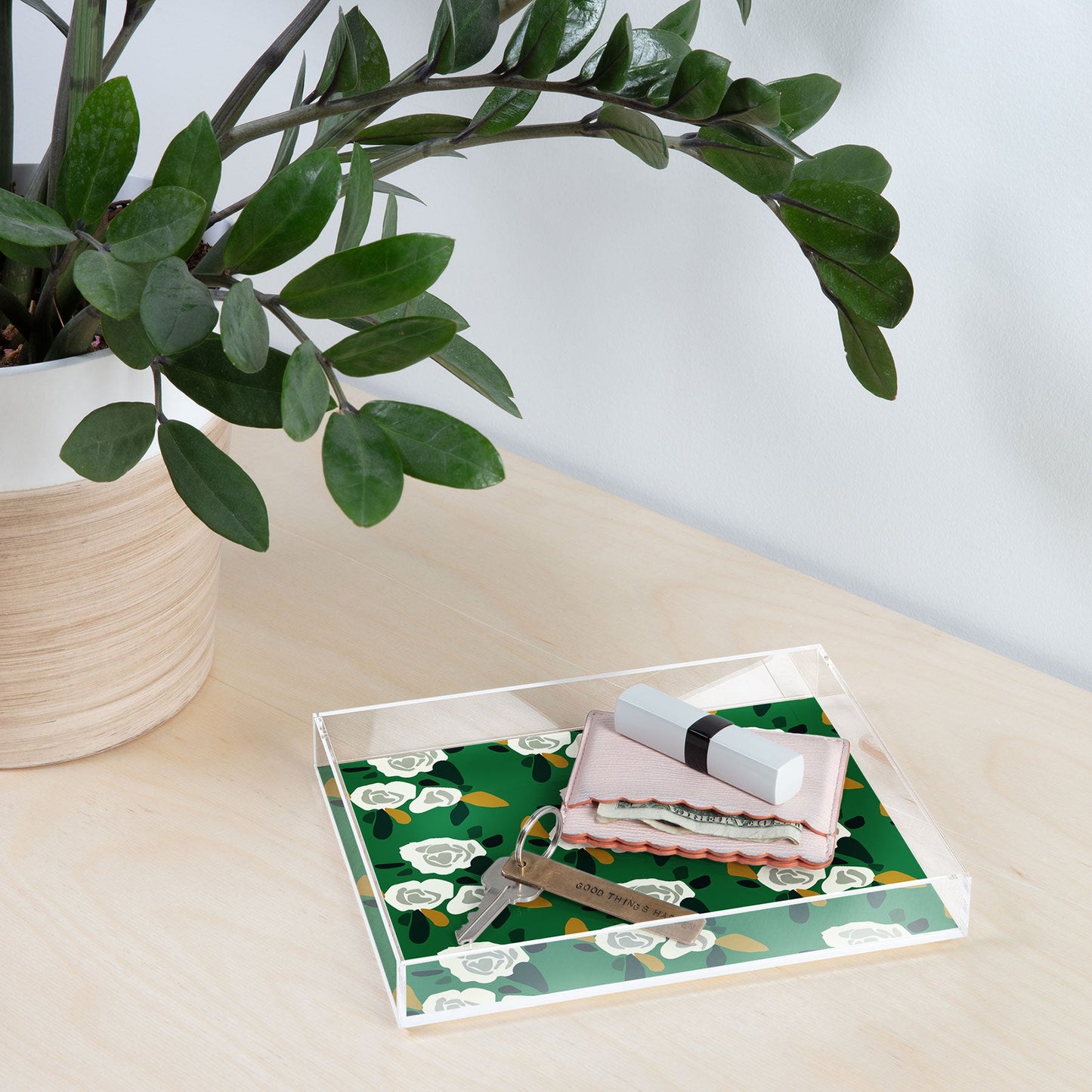 Morgan Kendall green spring Acrylic Tray