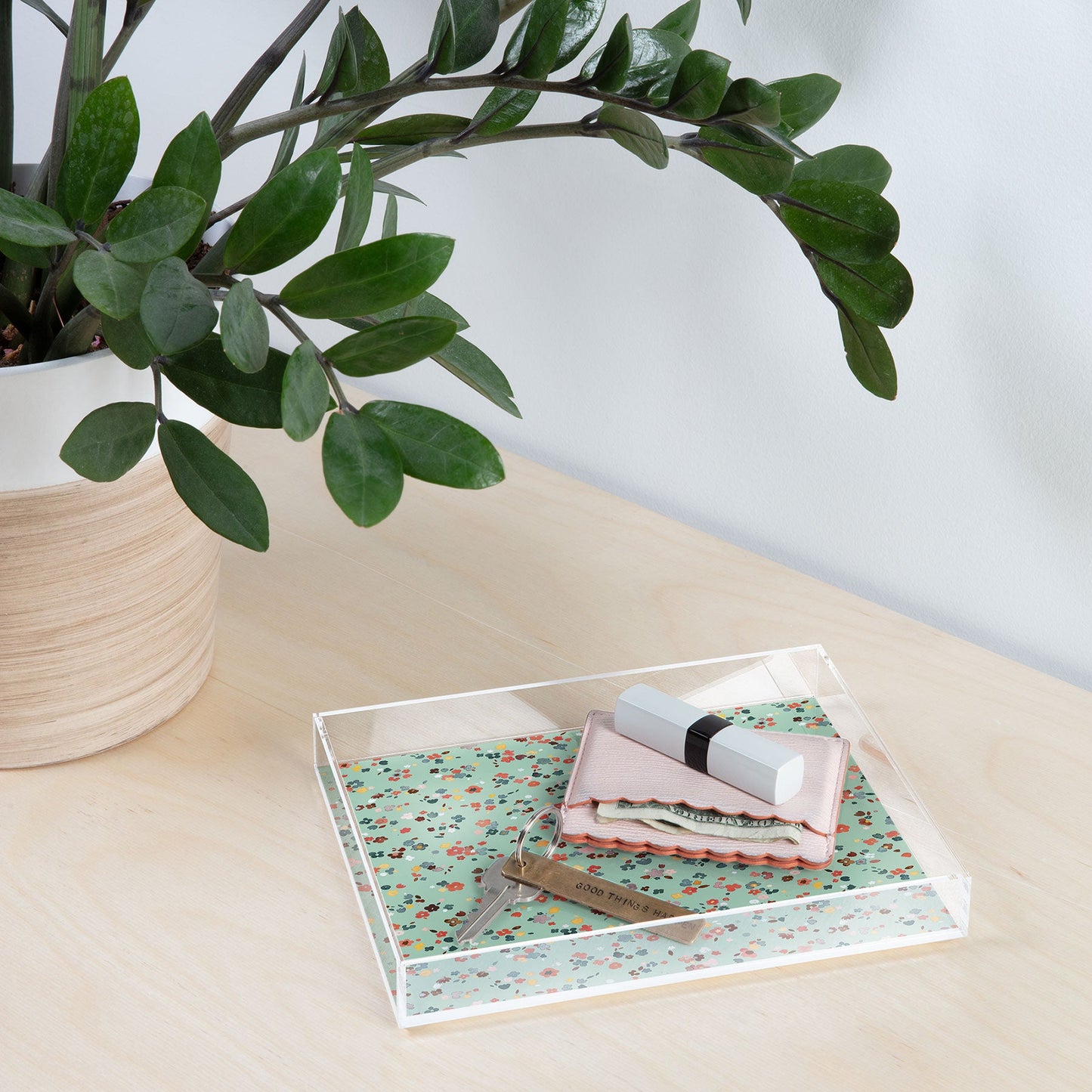 Ninola Design Ditsy flowers Green Acrylic Tray