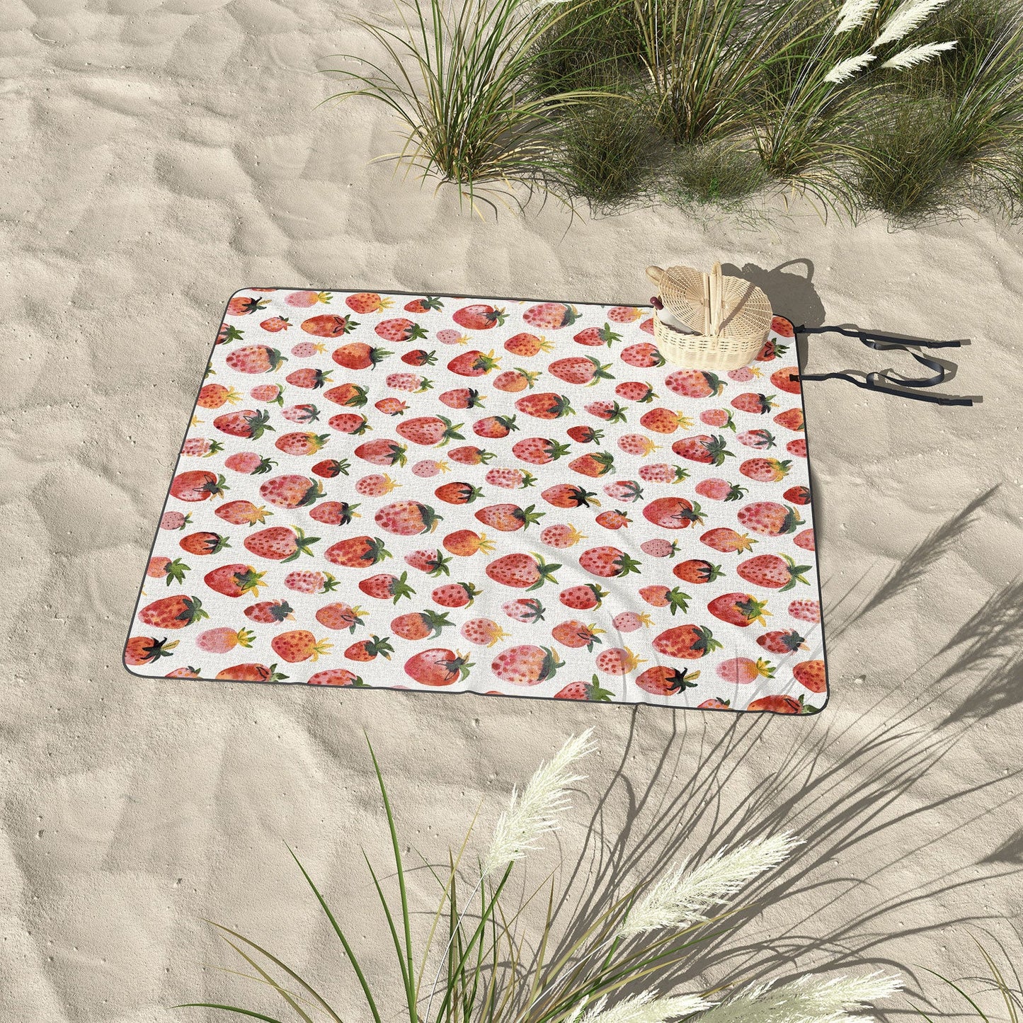 Ninola Design Strawberries Countryside Summer Picnic Blanket