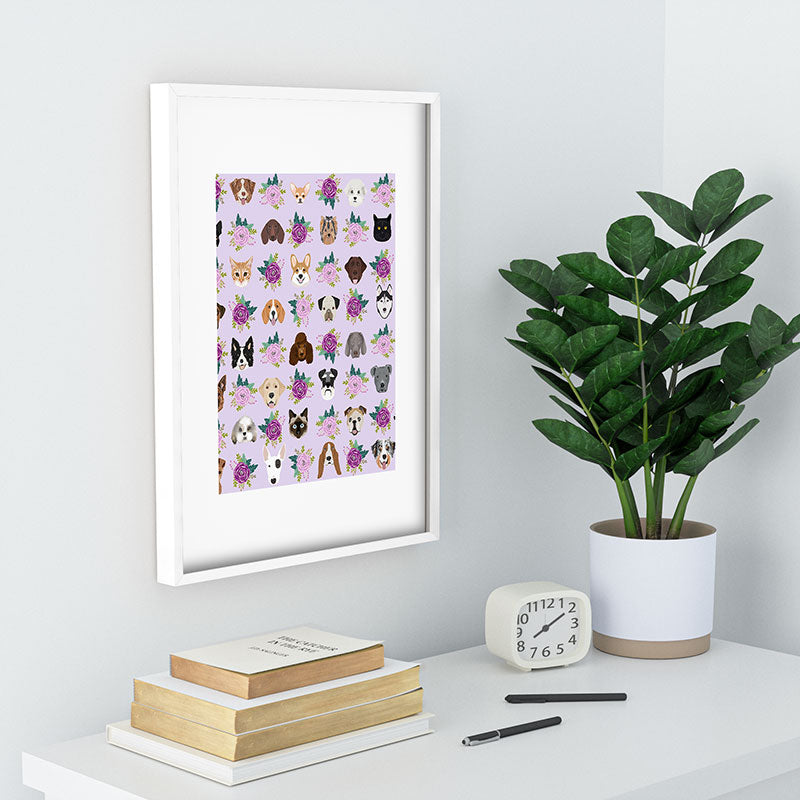Petfriendly Dogs and cats pet friendly floral Recessed Framing Rectangle