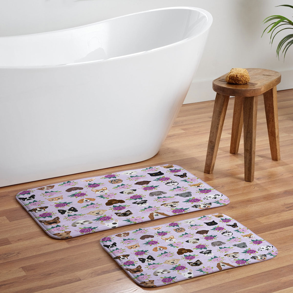 Petfriendly Dogs and cats pet friendly floral Memory Foam Bath Mat
