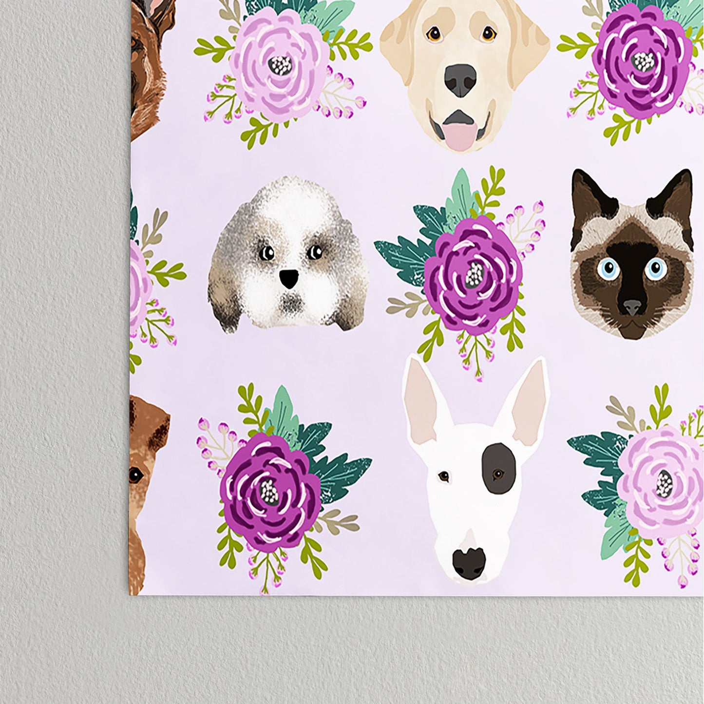 Petfriendly Dogs and cats pet friendly floral Poster