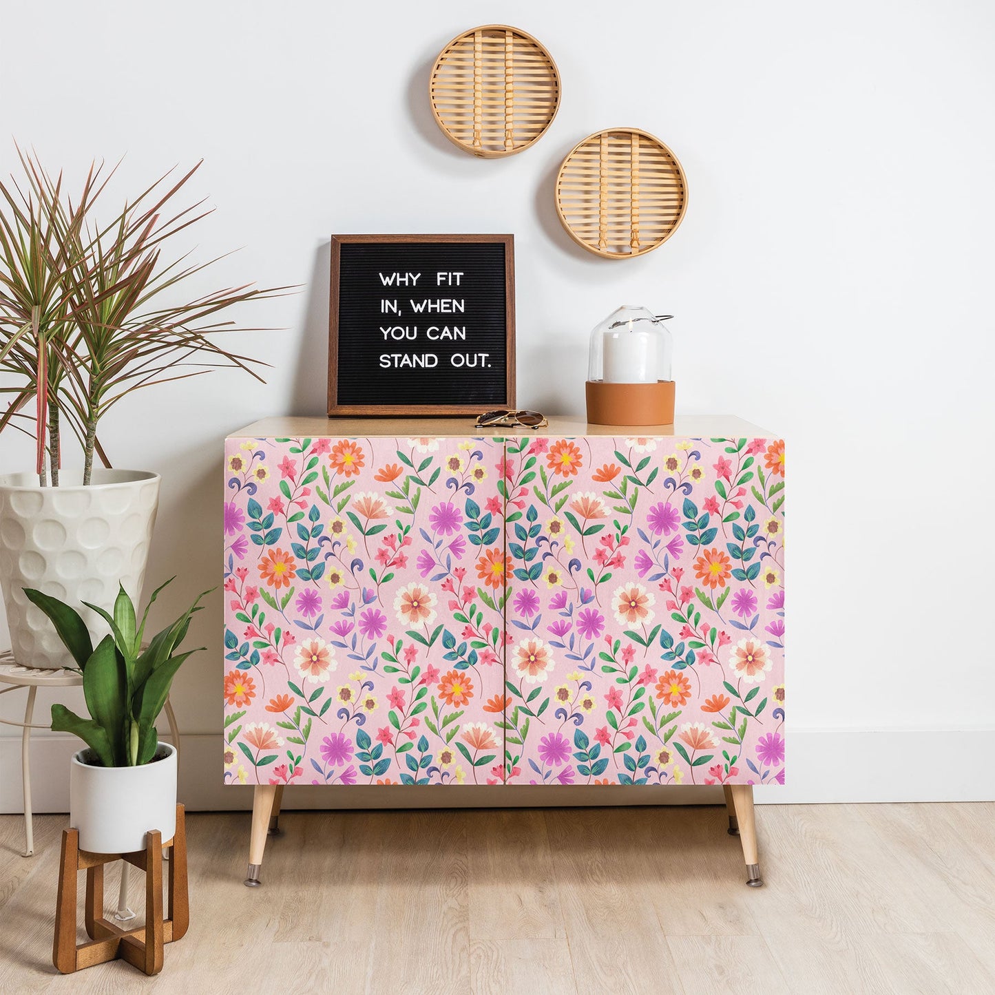 Pimlada Phuapradit Ditsy Floral Pink Credenza