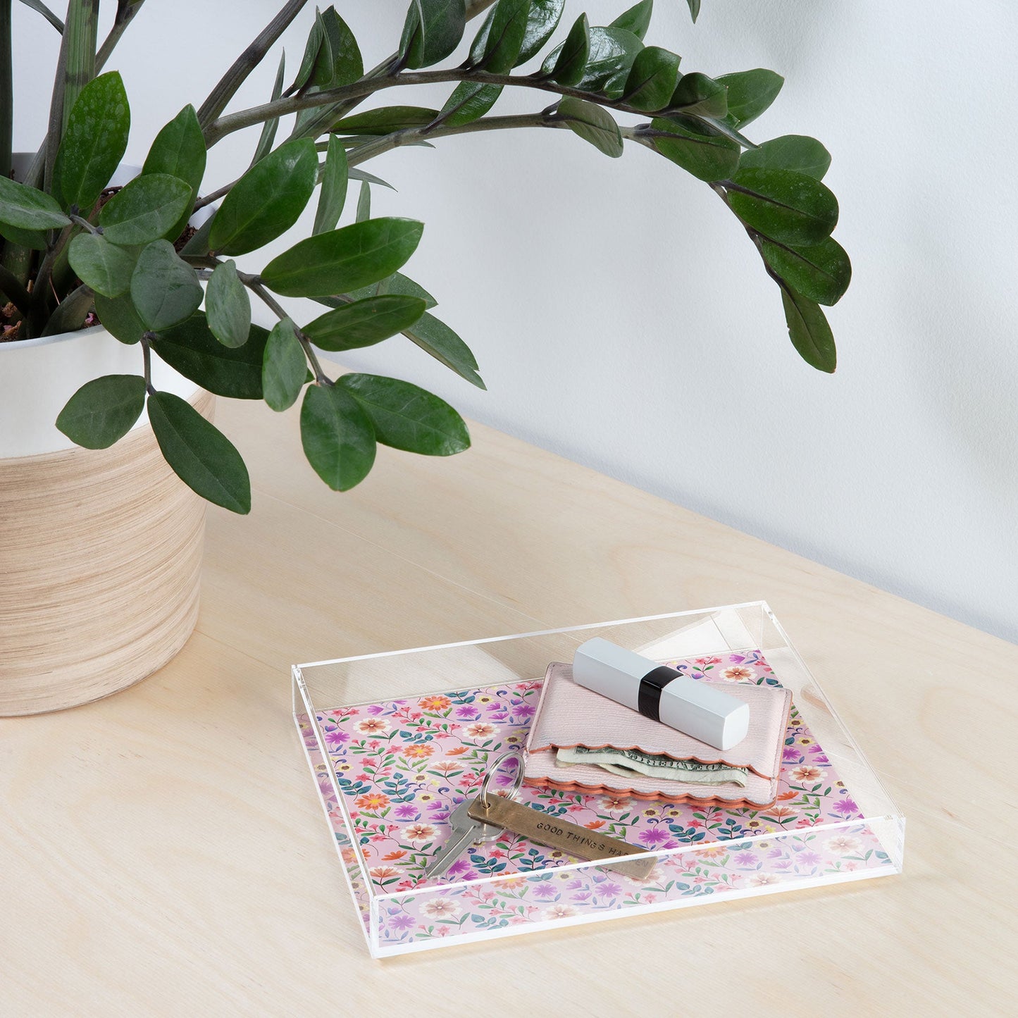 Pimlada Phuapradit Ditsy Floral Pink Acrylic Tray
