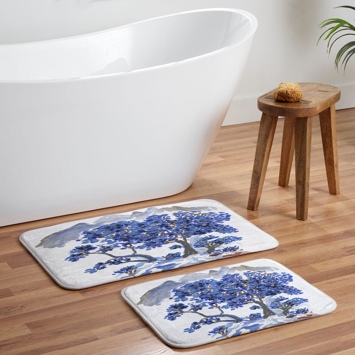 Rachelle Roberts Misty Blue Mountain Memory Foam Bath Mat