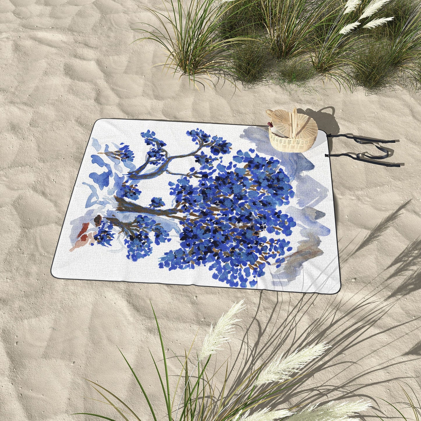 Rachelle Roberts Misty Blue Mountain Picnic Blanket