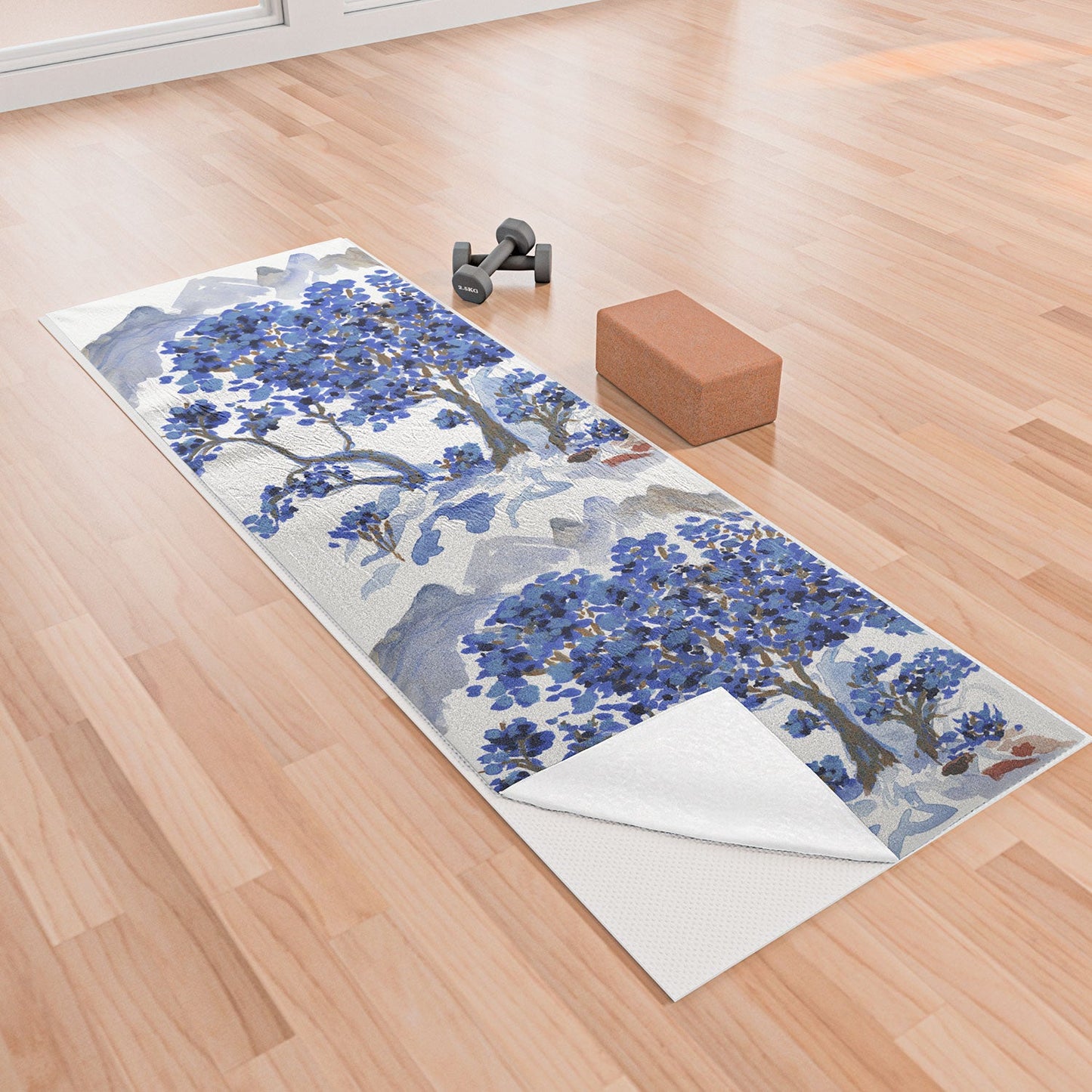 Rachelle Roberts Misty Blue Mountain Yoga Towel
