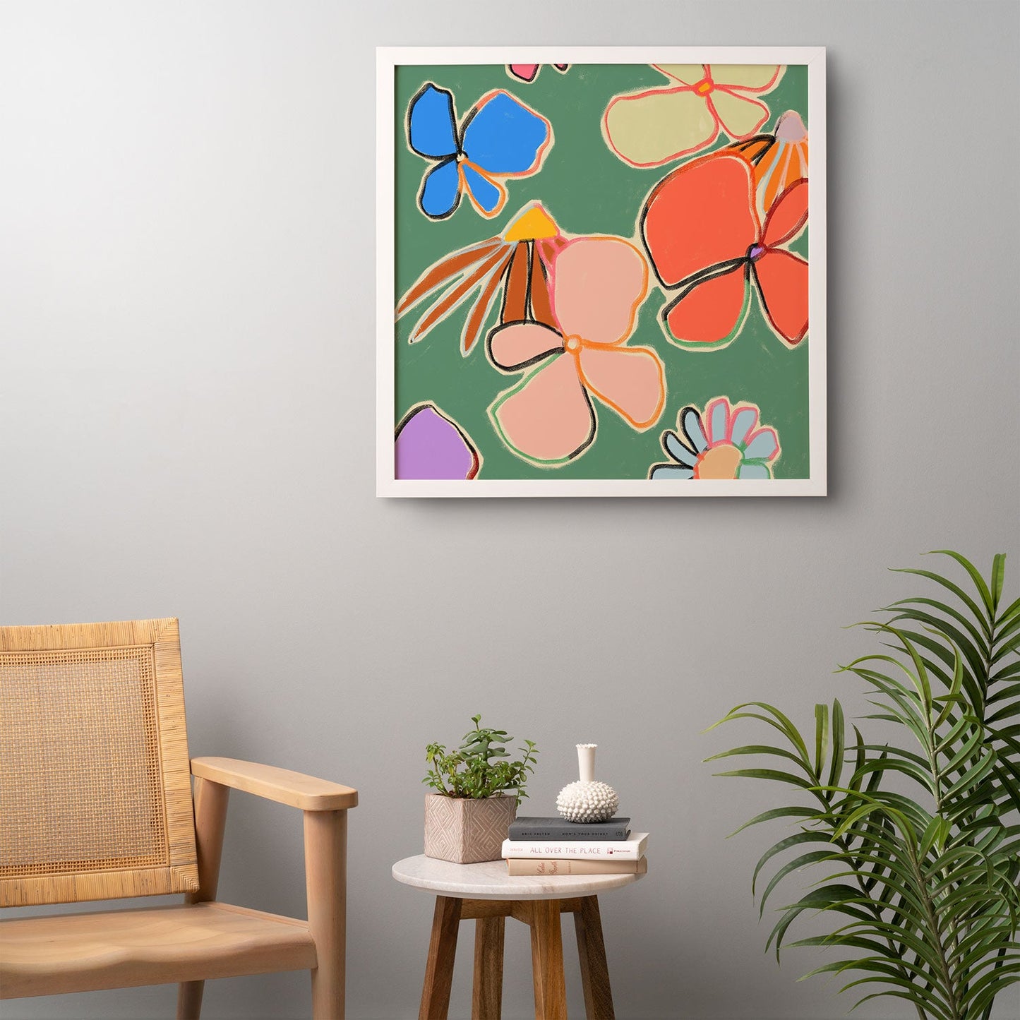 sandrapoliakov VINTAGE GARDEN GREEN Framed Wall Art
