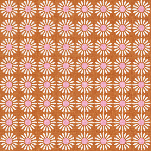 Schatzi Brown Retro Jumbo Daisy Orange Shower Curtain