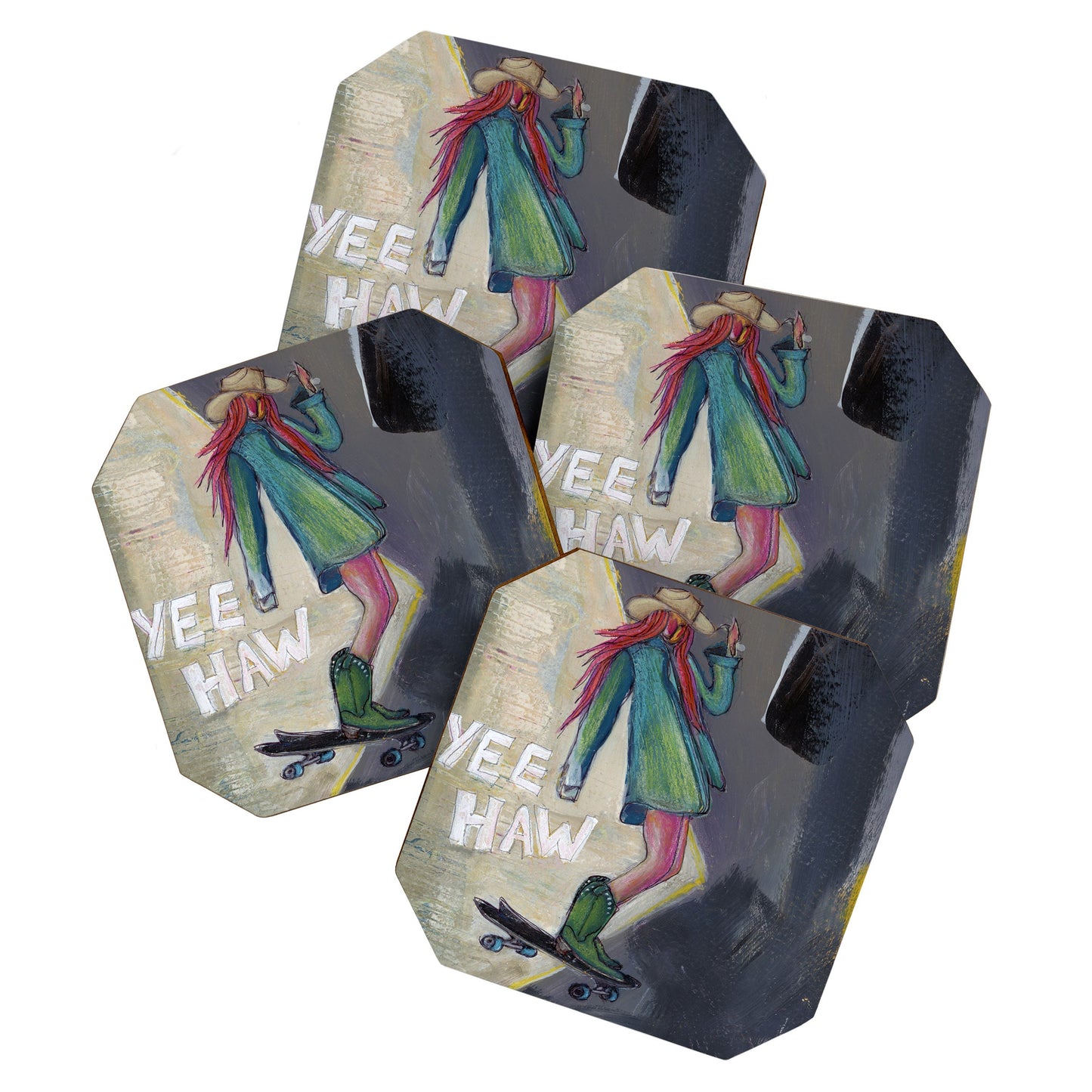 Sophia Buddenhagen Yee Haw Cowgirl Skater Coaster Set