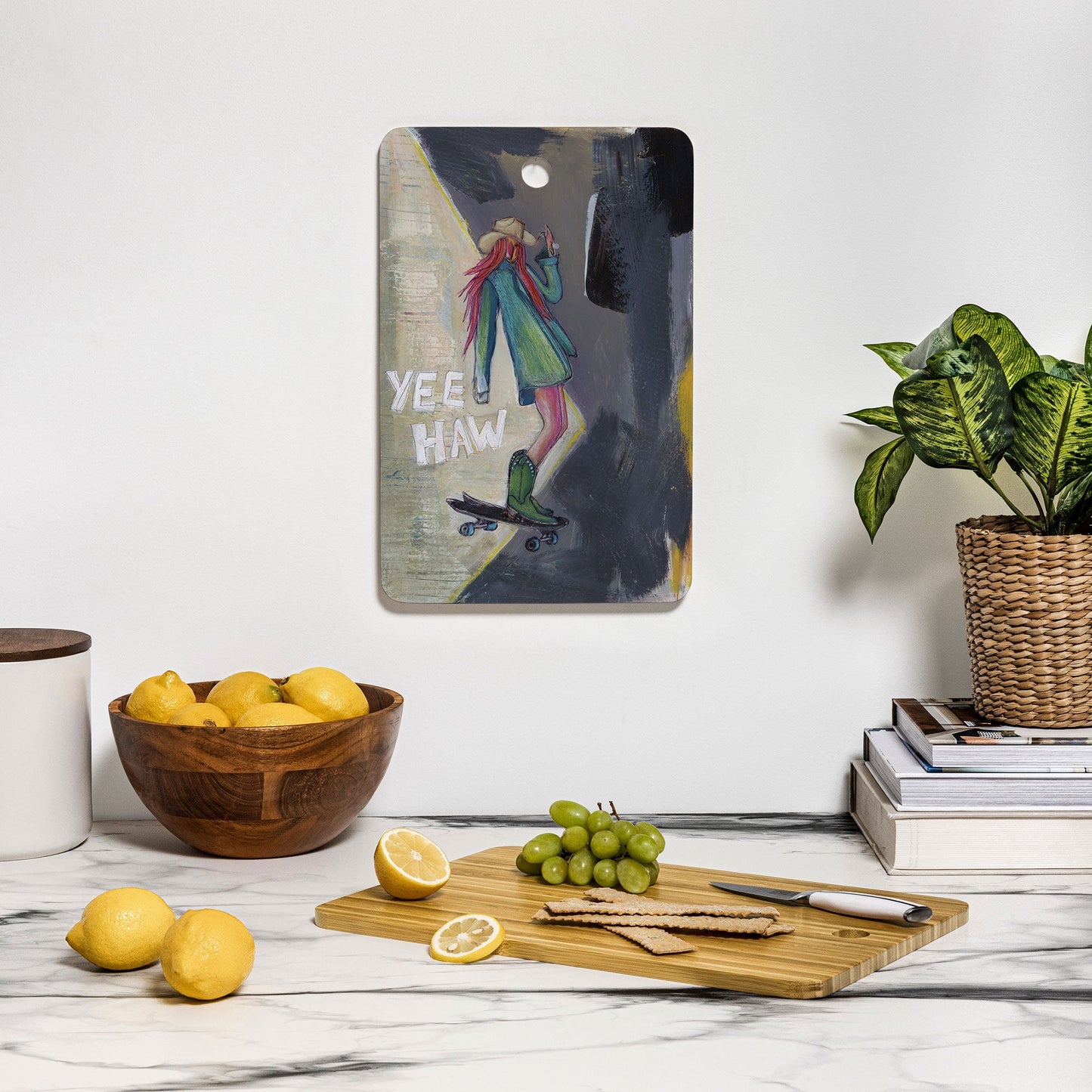 Sophia Buddenhagen Yee Haw Cowgirl Skater Cutting Board Rectangle
