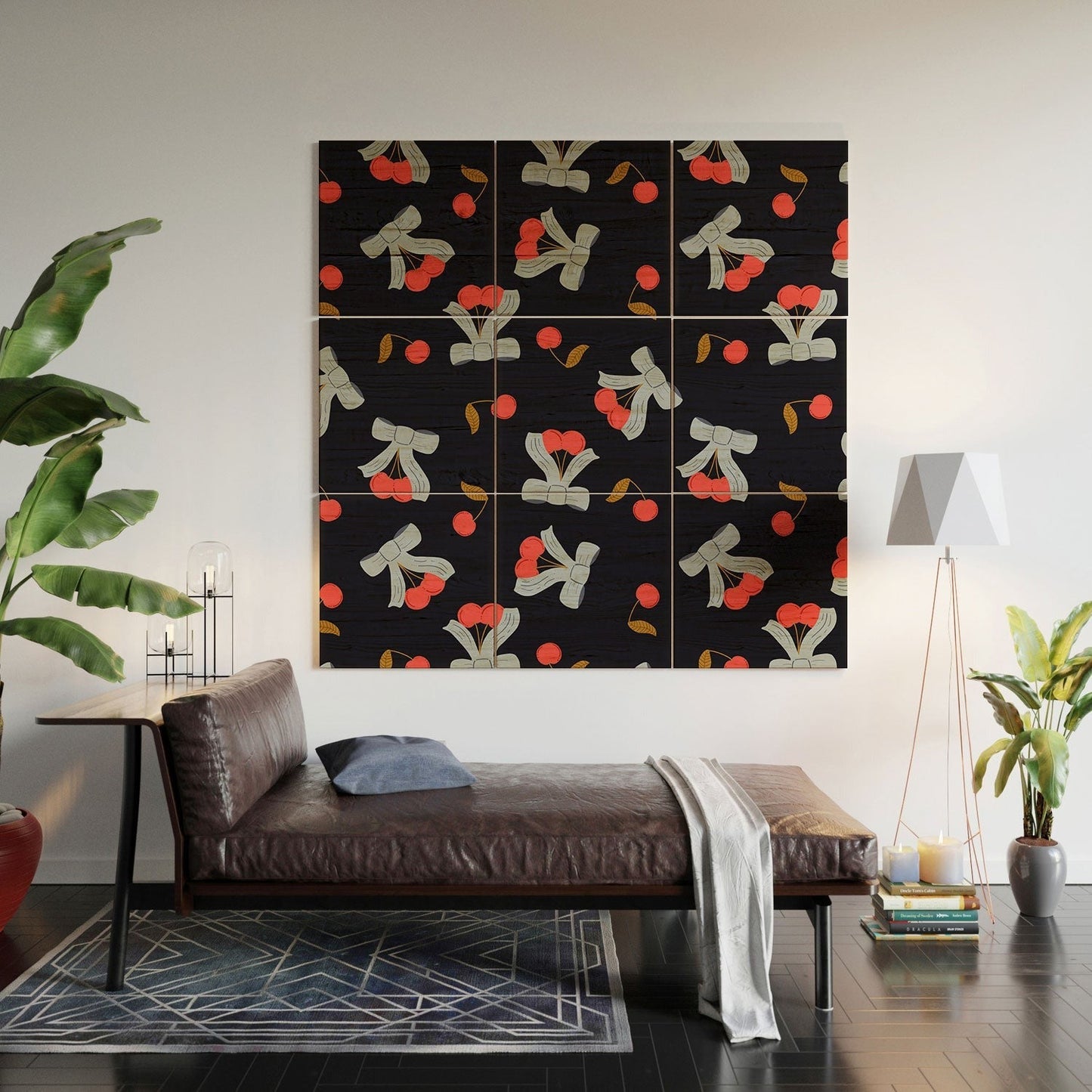Jennifer Labre Cherries and Bows Wood Wall Mural