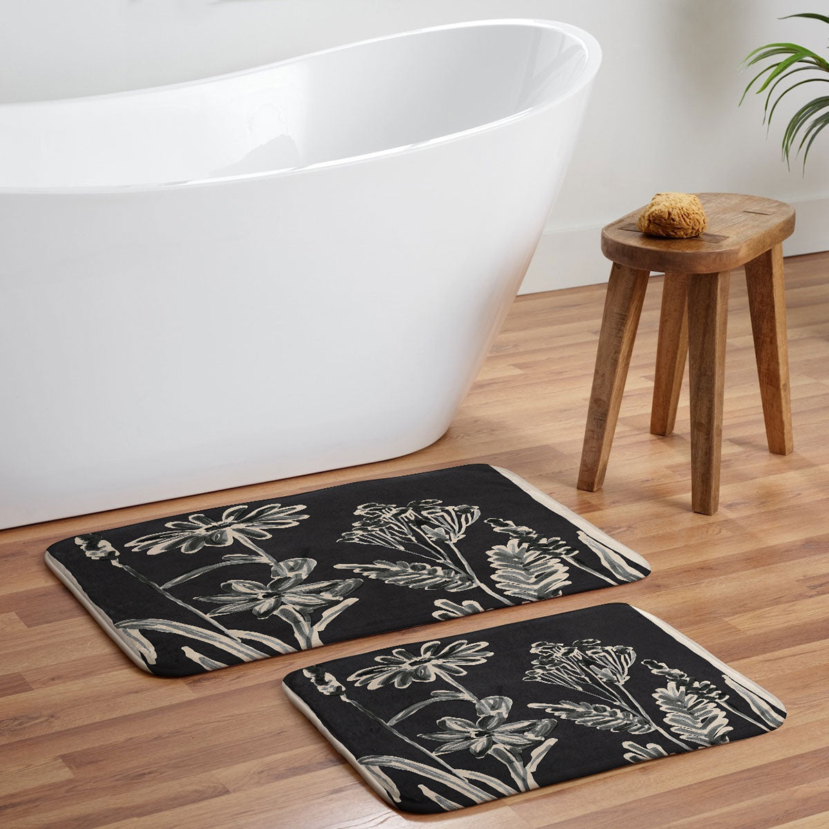 ThingDesign Minimalist wildflowers 3 Memory Foam Bath Mat