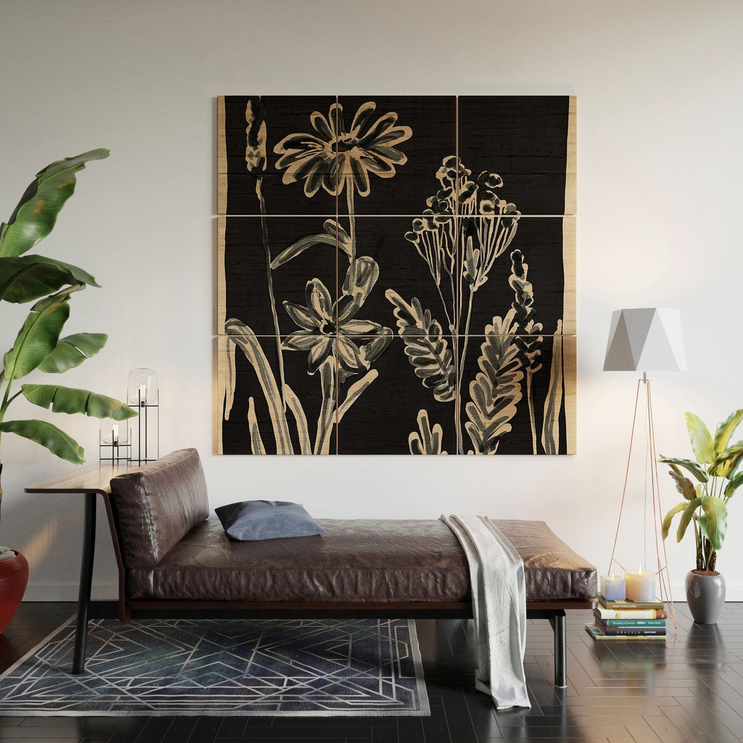 ThingDesign Minimalist wildflowers 3 Wood Wall Mural
