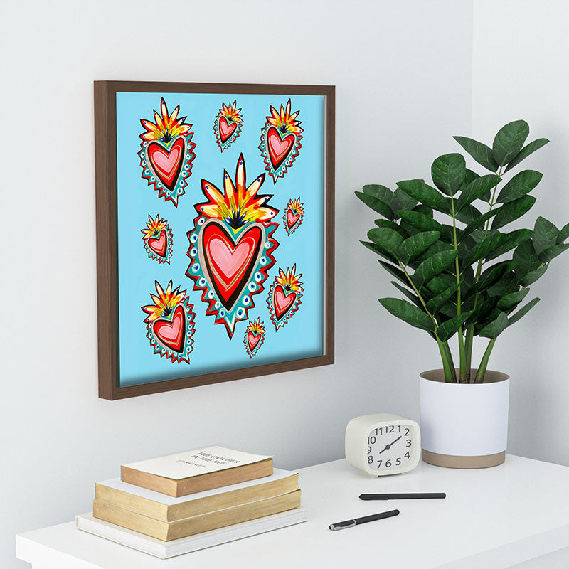 Tina Salazar Hearts in Blue Recessed Framing Square