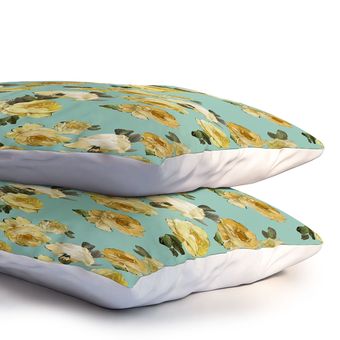 Tina Salazar Yellow Roses in Sage Green Pillow Shams