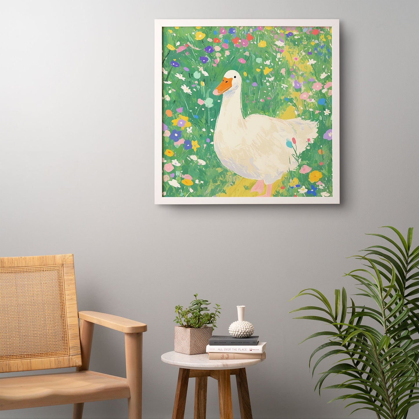 trajeado14 Goose Wildflower Cute Framed Wall Art