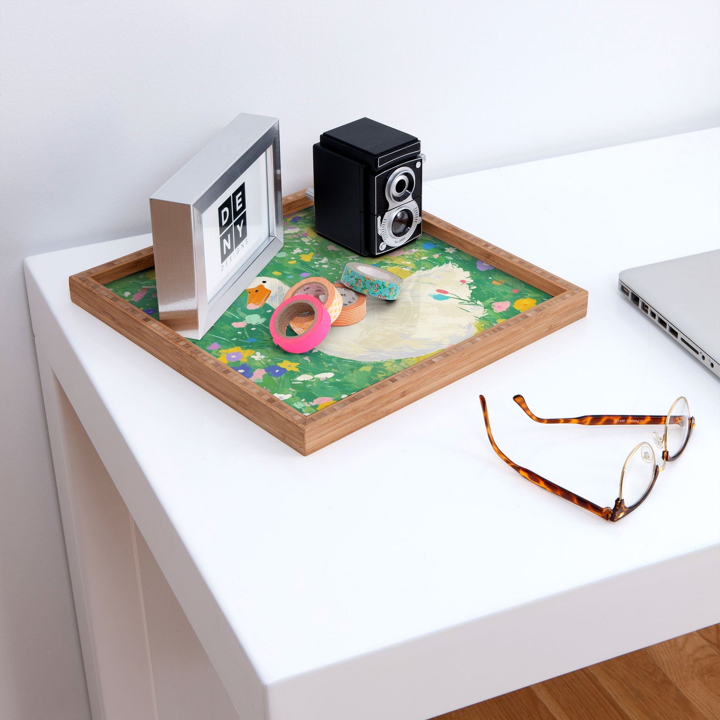 trajeado14 Goose Wildflower Cute Square Tray