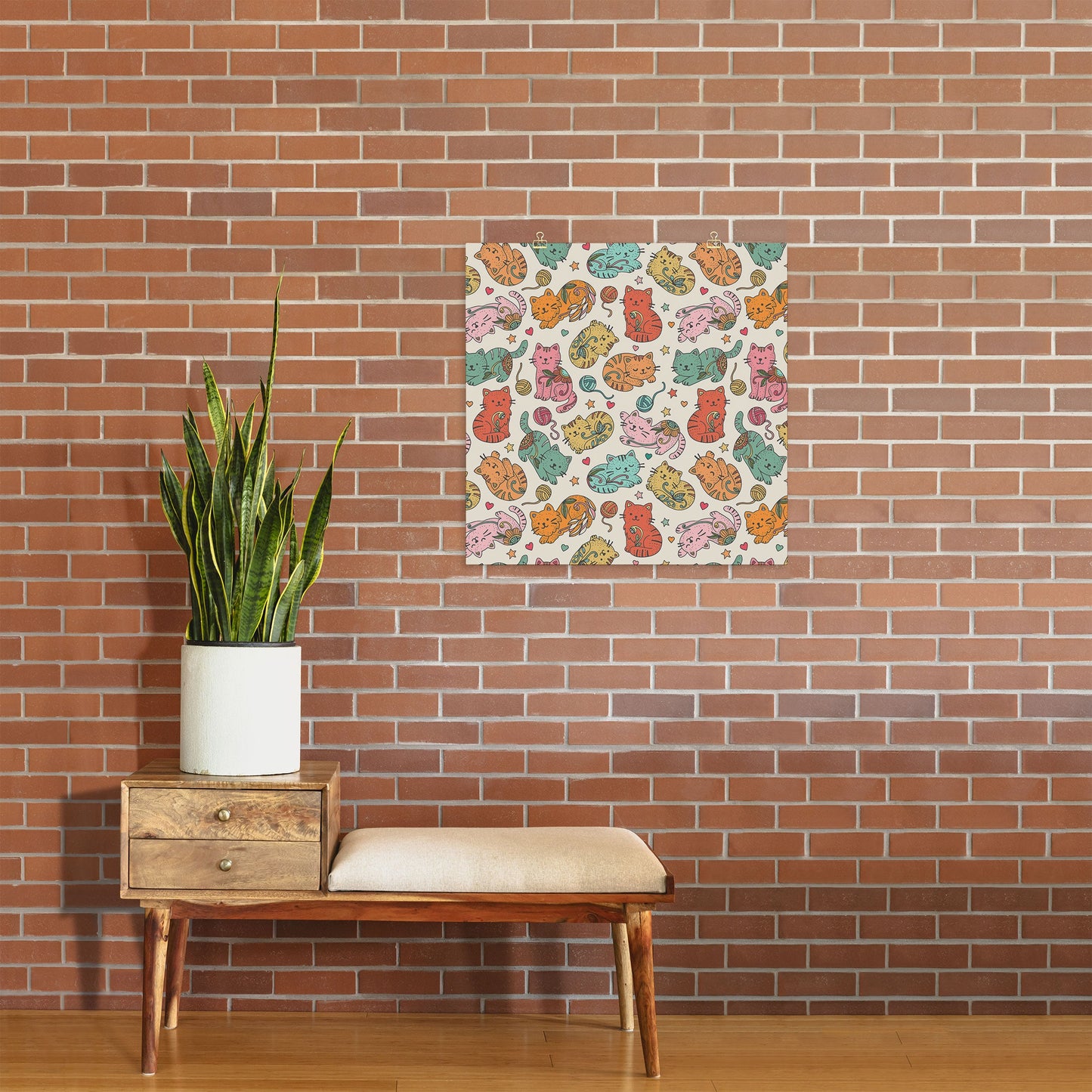 Valentina Ramos Floral Cats and Yarn Art Print