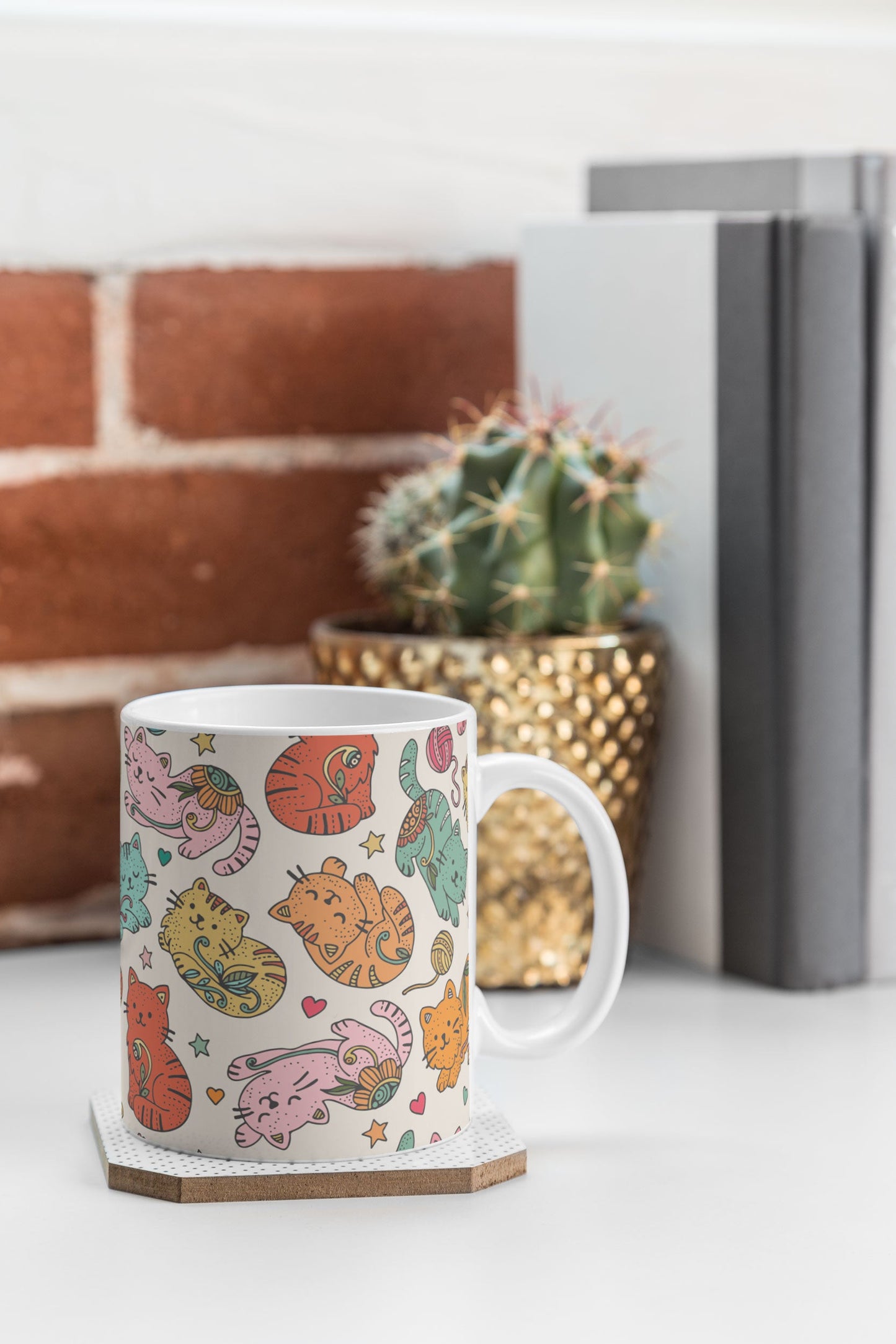 Valentina Ramos Floral Cats and Yarn Coffee Mug