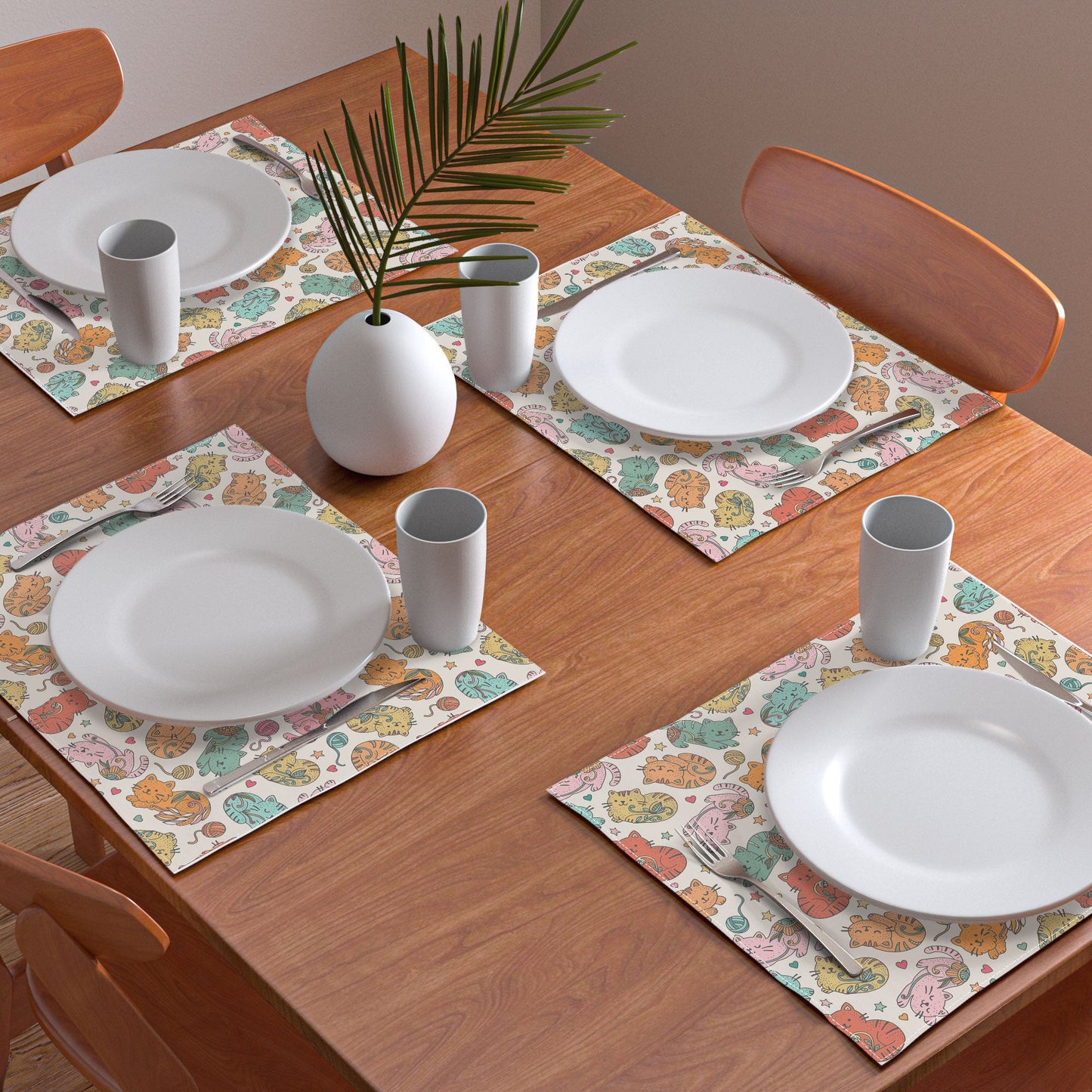 Valentina Ramos Floral Cats and Yarn Placemat