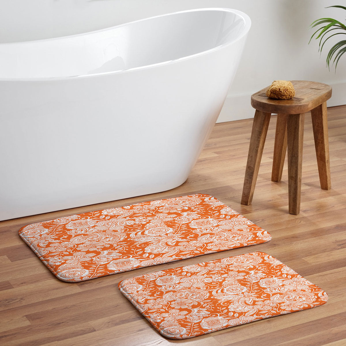 Valentina Ramos Lola in Orange Memory Foam Bath Mat